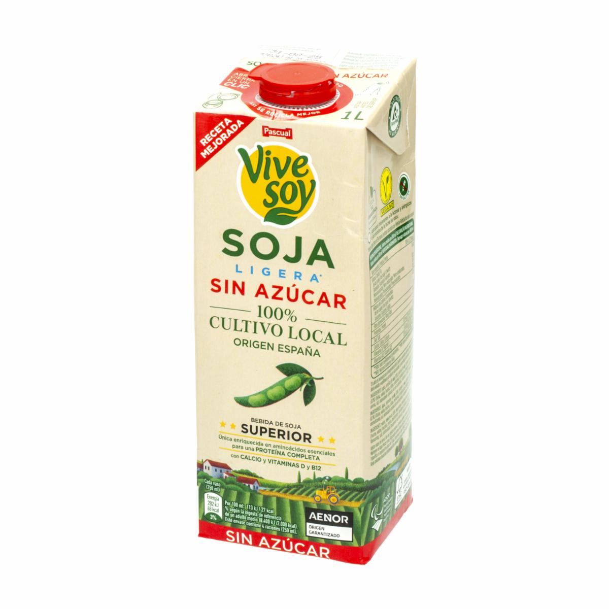 Bebida De Soya Ligera Sin Azúcar VIVE SOY 1000 Ml