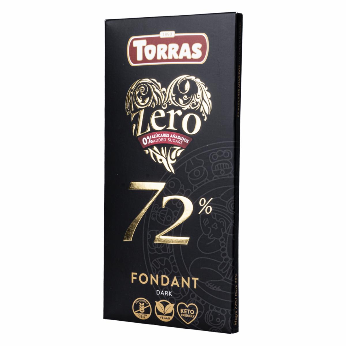 Chocolate Negro  Al 72% De Cacao Sin Azúcar Añadida TORRAS 100 G