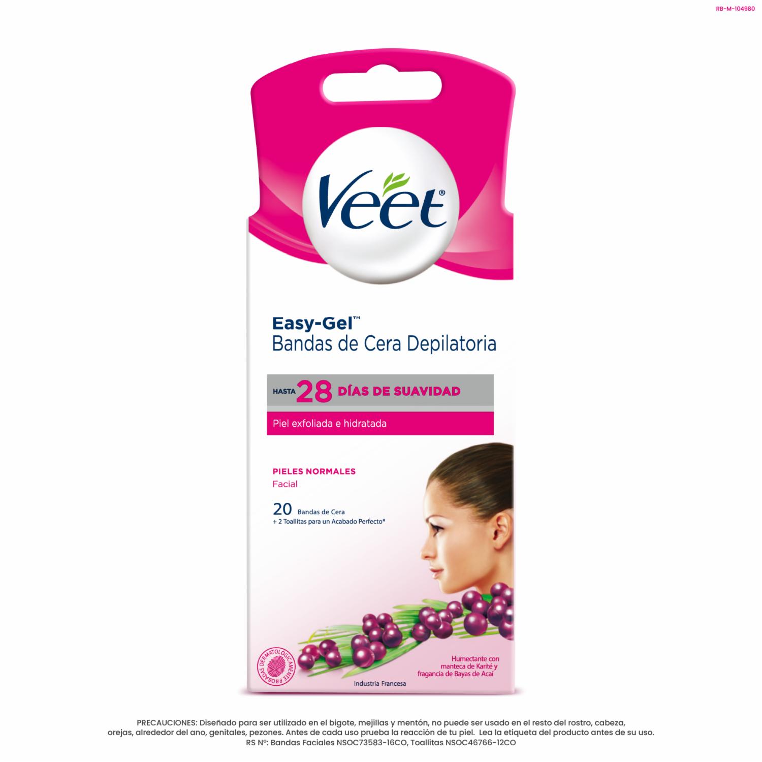 Bandas Depilatorias De Cera Fría Faciales VEET 20 Uds