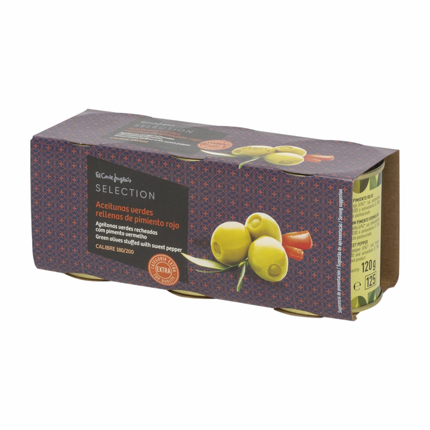 Aceitunas Extra Rellenas Con Pimiento EL CORTE INGLÉS 3 X 120 g