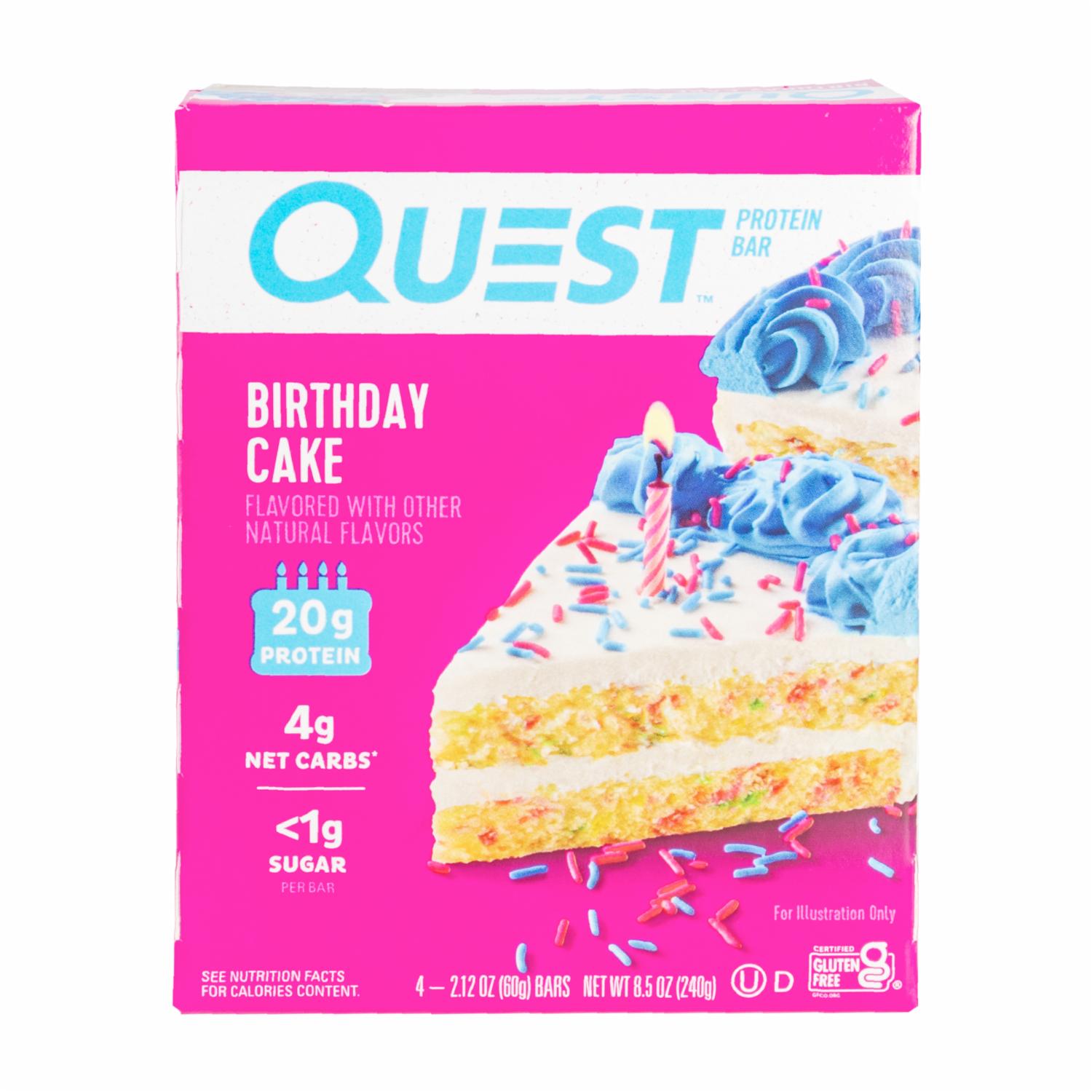 Barra Energética Sabor A Pastel De Cumpleaños QUEST 4 X 60 g