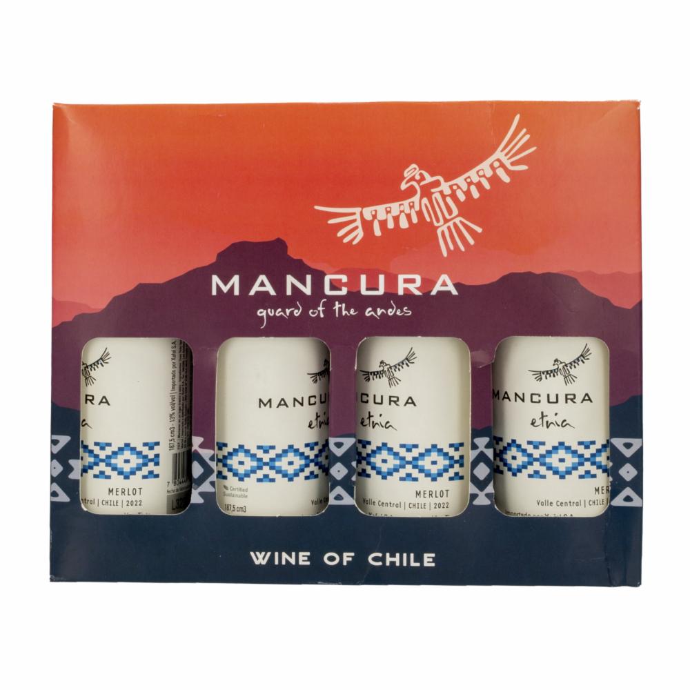 Vino Tinto Merlot Mancura Pack 4 X 187 Ml