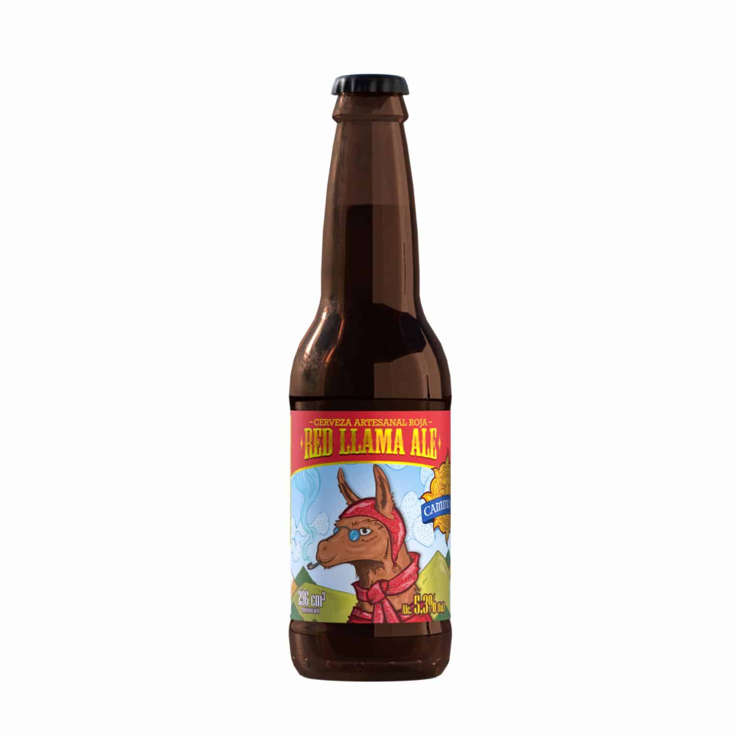 Cerveza Artesanal Red Llama Ale 5.3% Vol. Alc. Camino Del Sol Botella 296 Cc