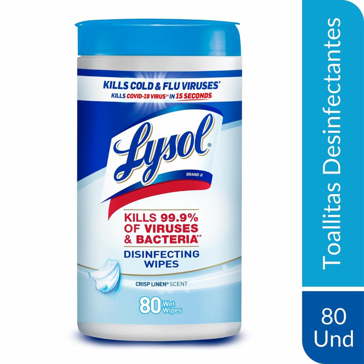 Toallas Desinfectantes Elimina Virus Y Bacterias LYSOL X 80 UdS