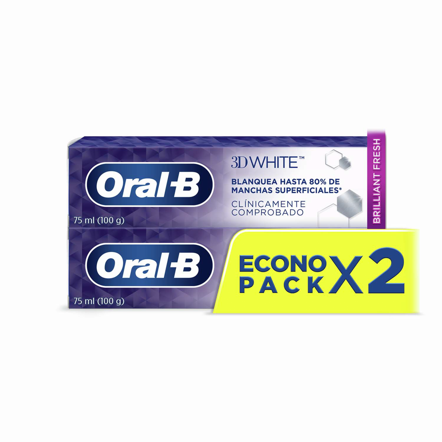 Pasta Dental 3D White ORAL-B 2 X 75 Ml