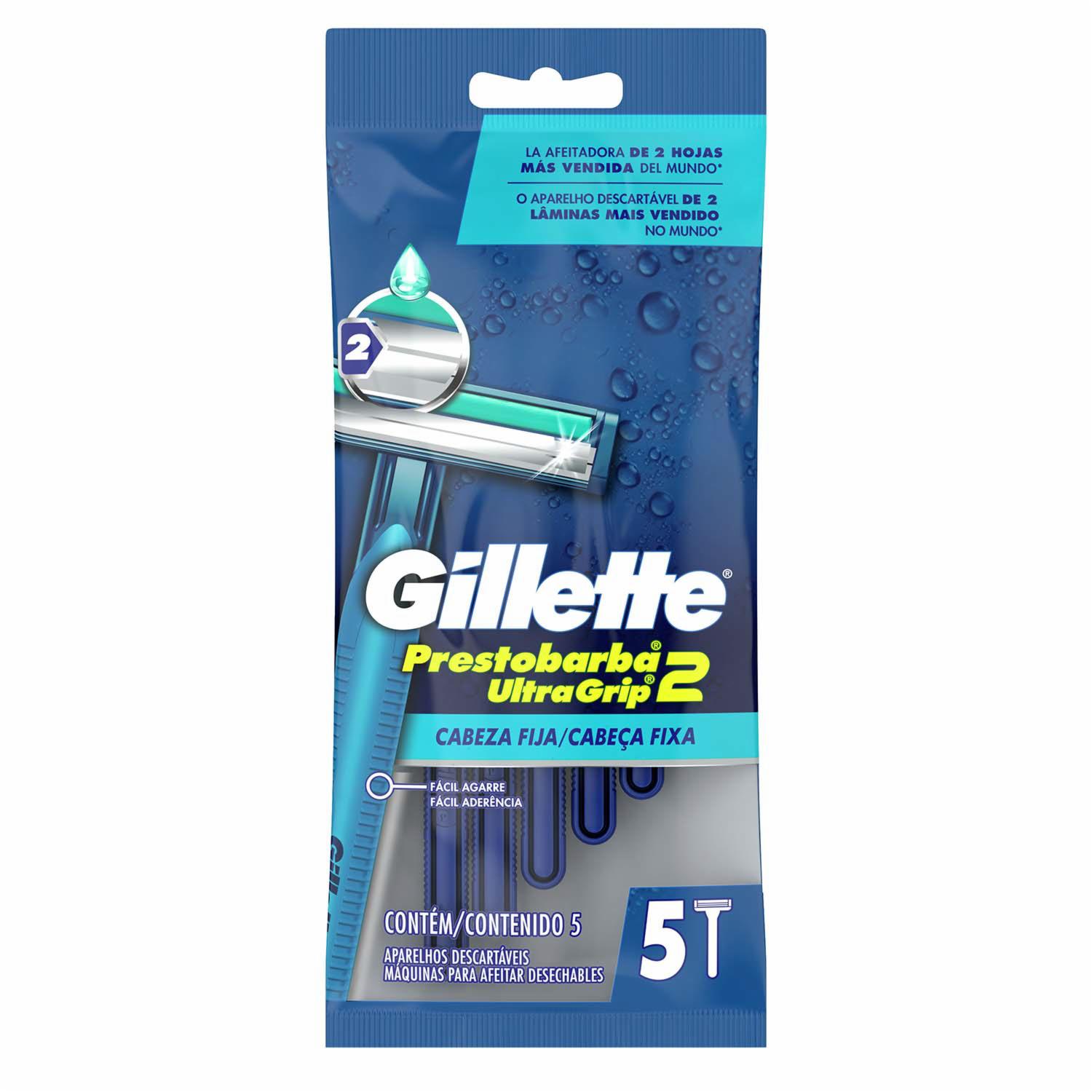 Afeitadora Desechable Prestobarba 2 Ultragrip Cabeza Fija GILLETTE X 5 Uds