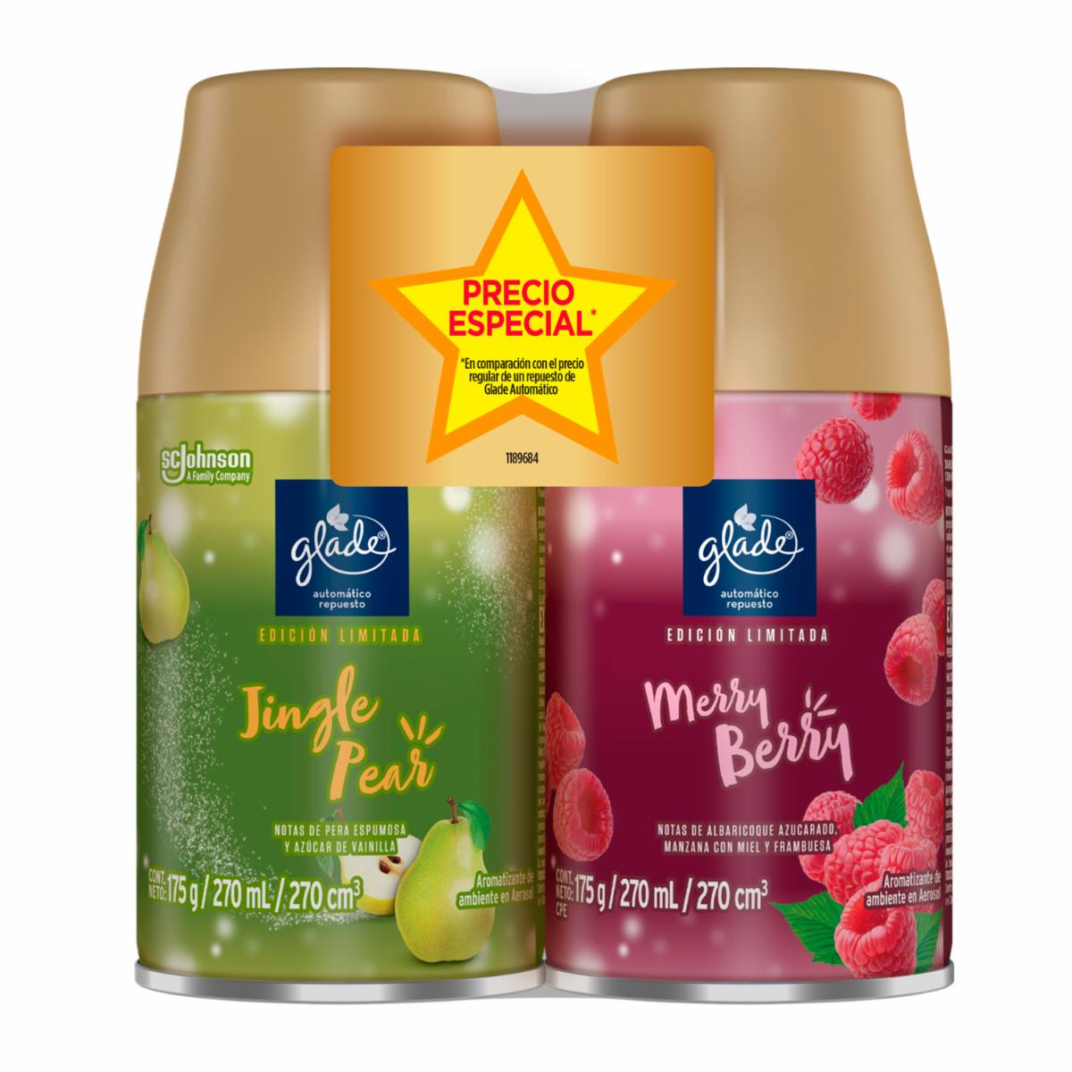 Aromatizante En Automático Repuestos Mix Pera y Merry Berry GLADE 2 X 175 G