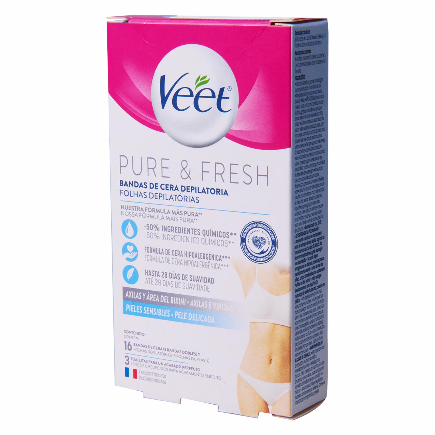 Bandas Depilatorias Axilas y Bikini Para Piel Sensible VEET 16 Uds