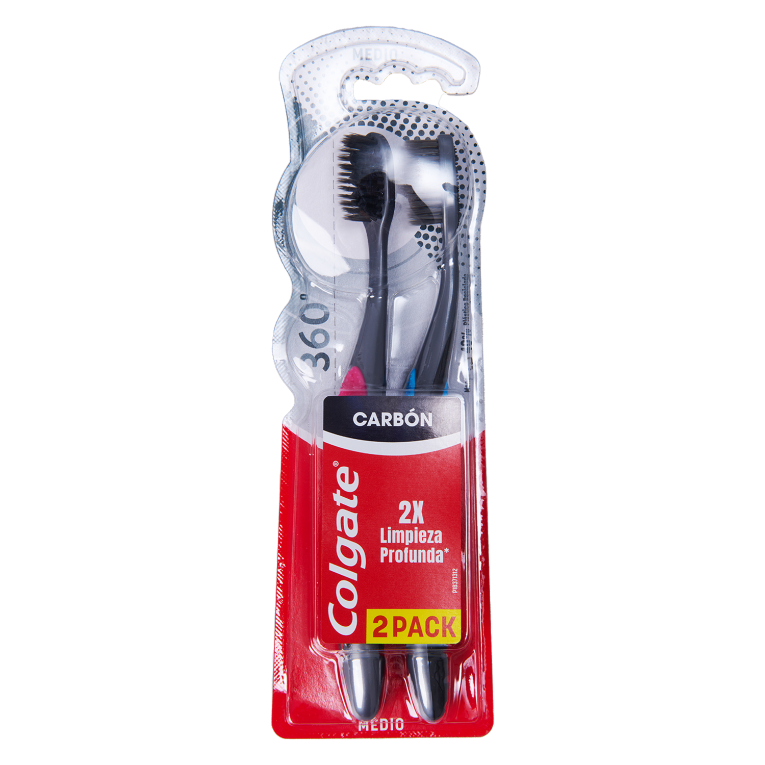 Cepillo Dental 360 Con Carbón Activado Cerdas Medias COLGATE 2 Piezas