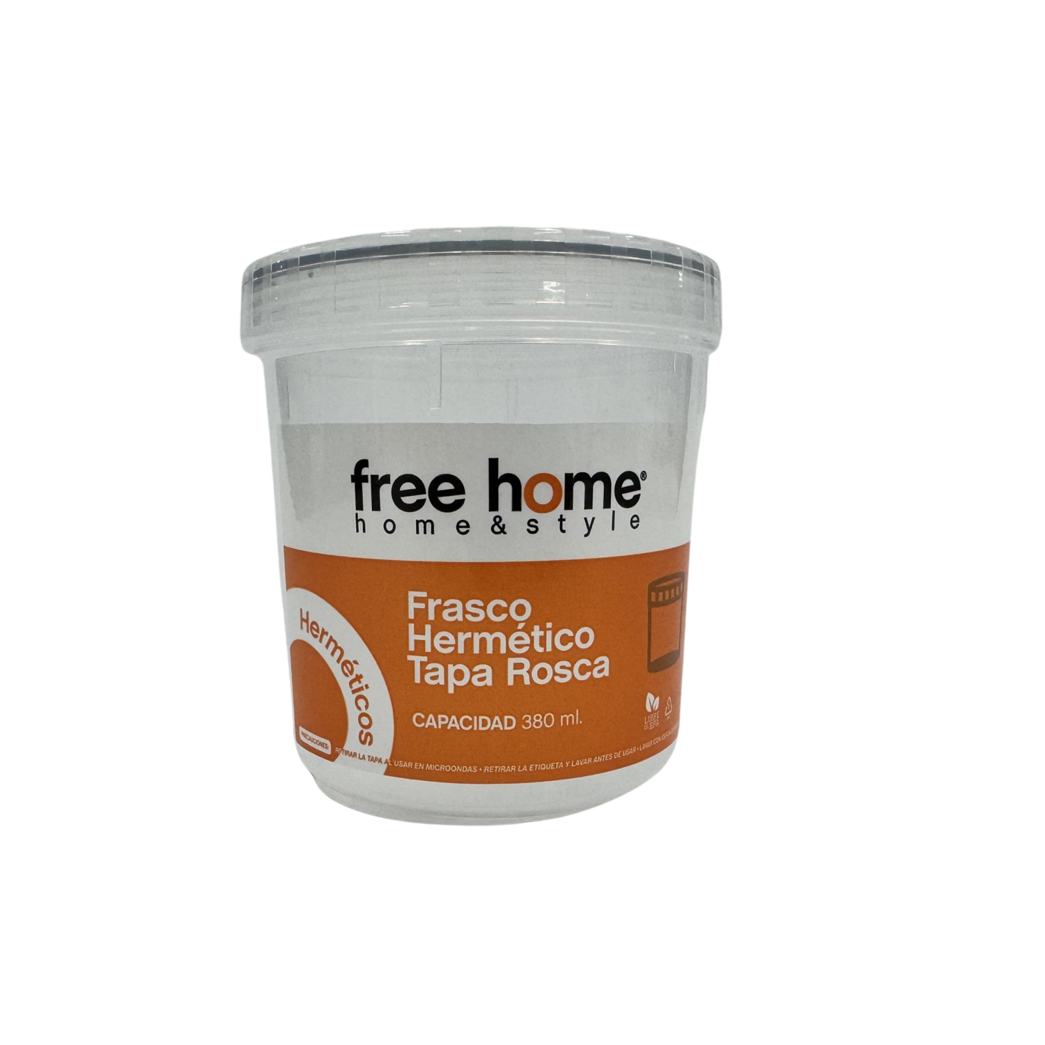 Frasco Hermético Con Tapa Rosca FREE HOME 380 Ml