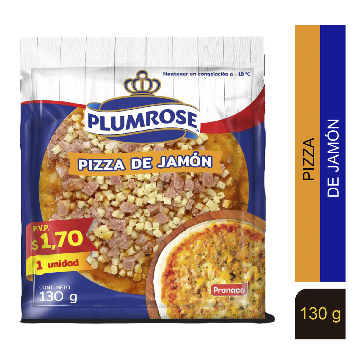 Pizza Personal De Jamón Congelada PLUMROSE 130 G