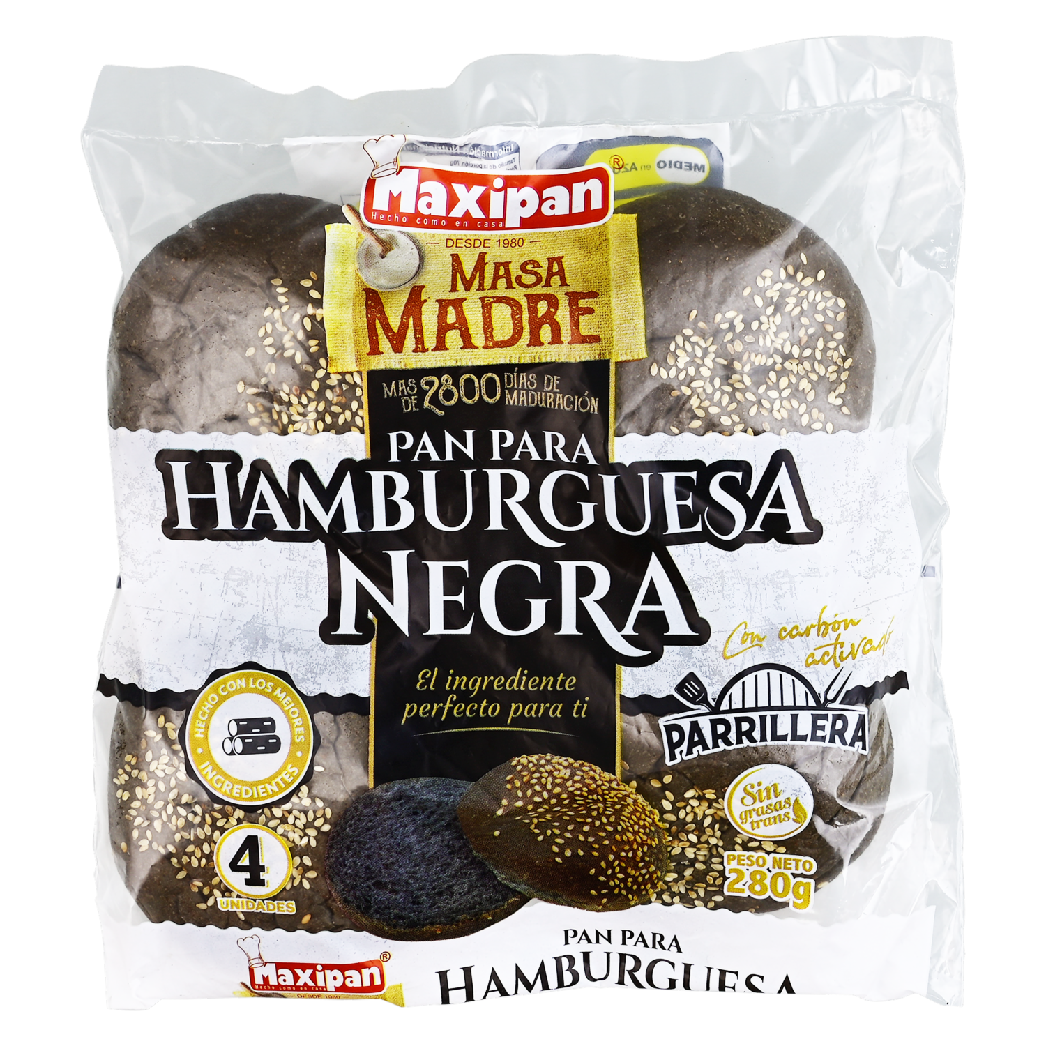 Hamburguesa Negra Funda MAXIPAN X 4 Uds