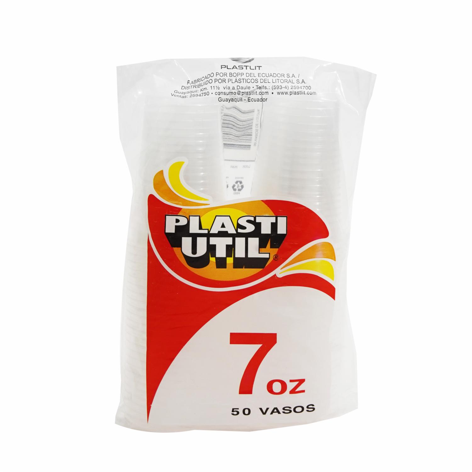 Vaso Transparente 7 Onzas PLASTIUTIL 50 Uds