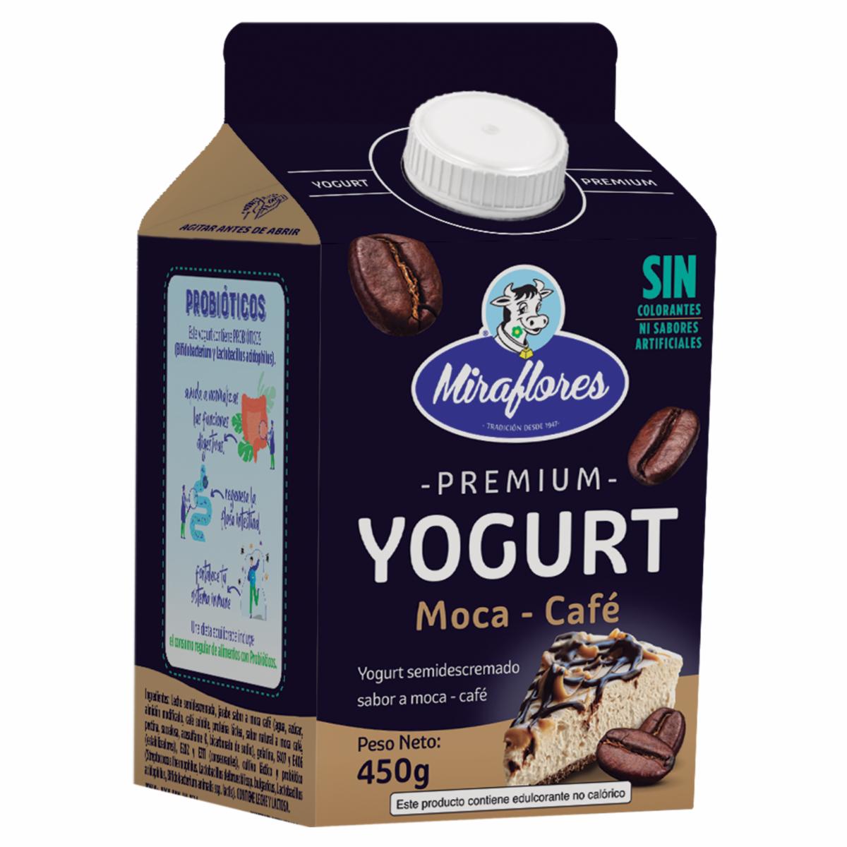 Yogurt Semidescremado Premium Sabor A Mocca Café MIRAFLORES 450 G