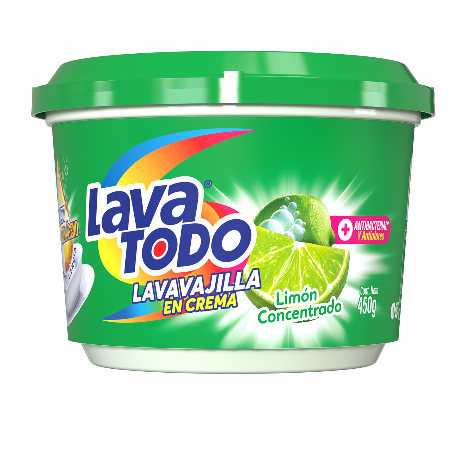 Lavavajilla En Crema Con Bicarbonato Y Colágeno Limón Concentrado LAVATODO 450 G