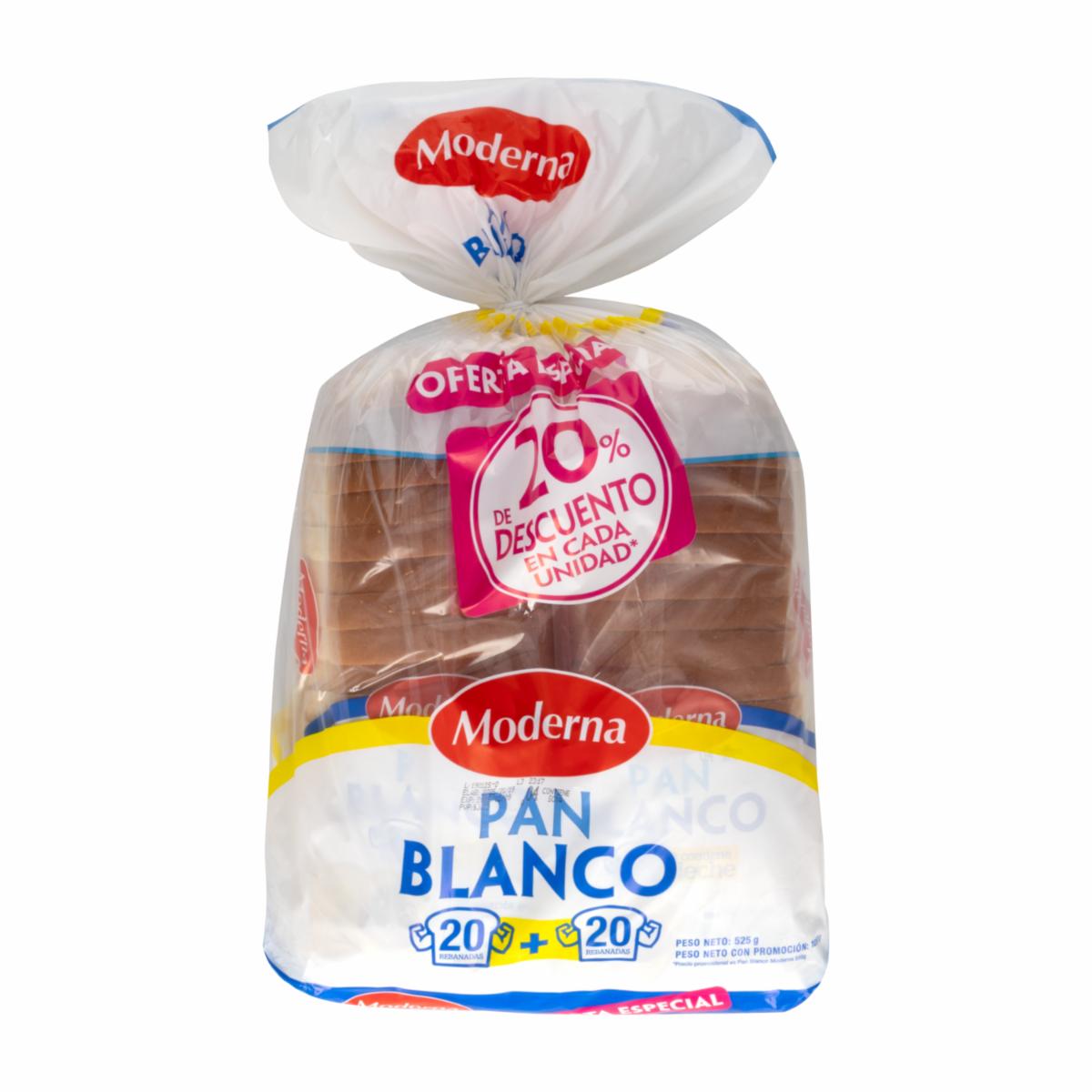 Pan Blanco Rebanado MODERNA 2 X 525 G