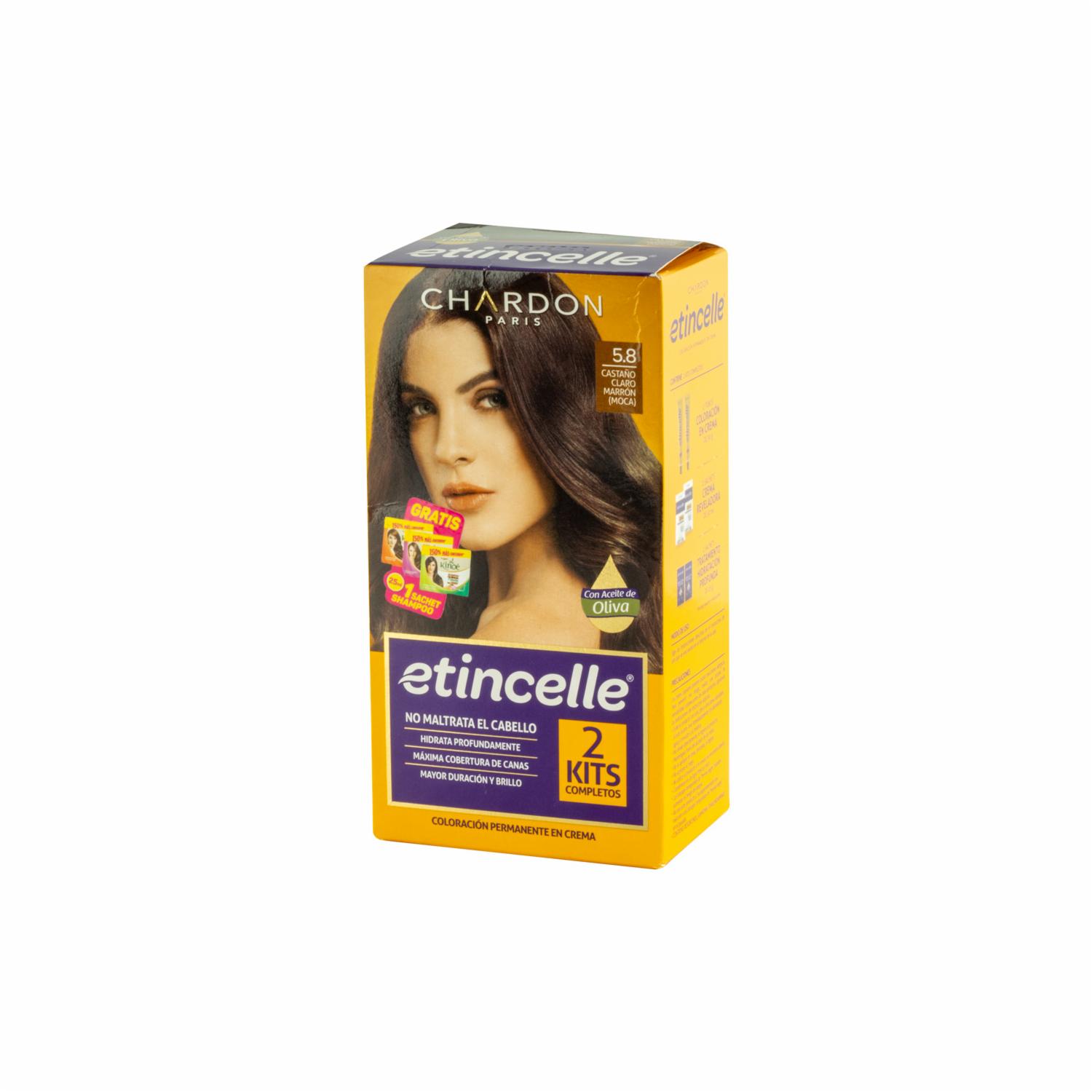 Tinte De Cabello Coloración N° 5.8 Castaño Claro Marrón (Moca) 2 ETINCELLE Unidad