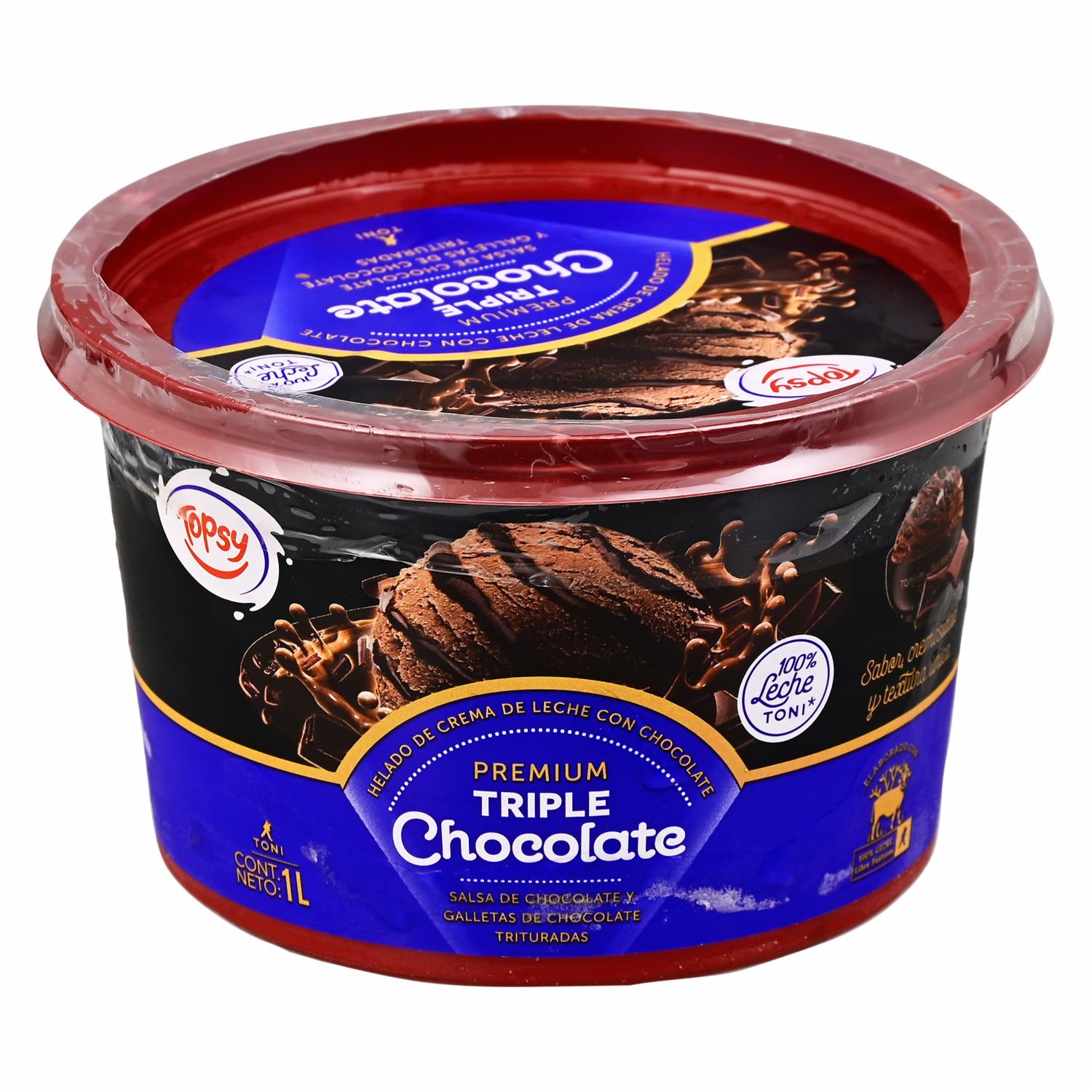 Helado Triple Chocolate TOPSY 1000 Ml