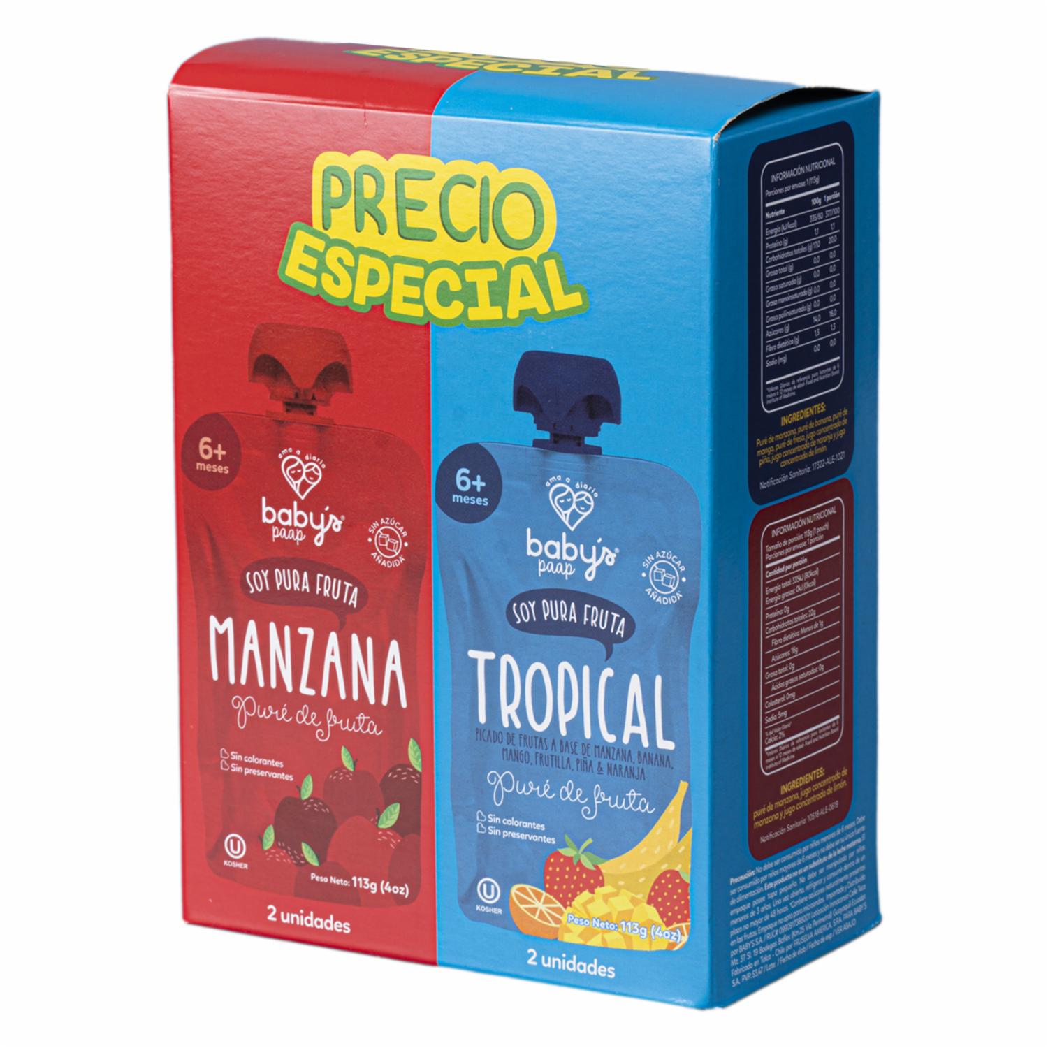 Compotas Manzana Y Tropical 4Pack BABY’S 4 X 56.50 g
