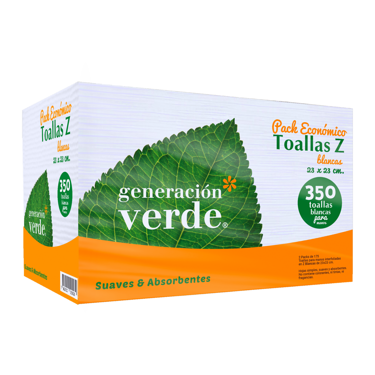 Toallas En Z Blanca GENERACIÓN VERDE X 2 Uds