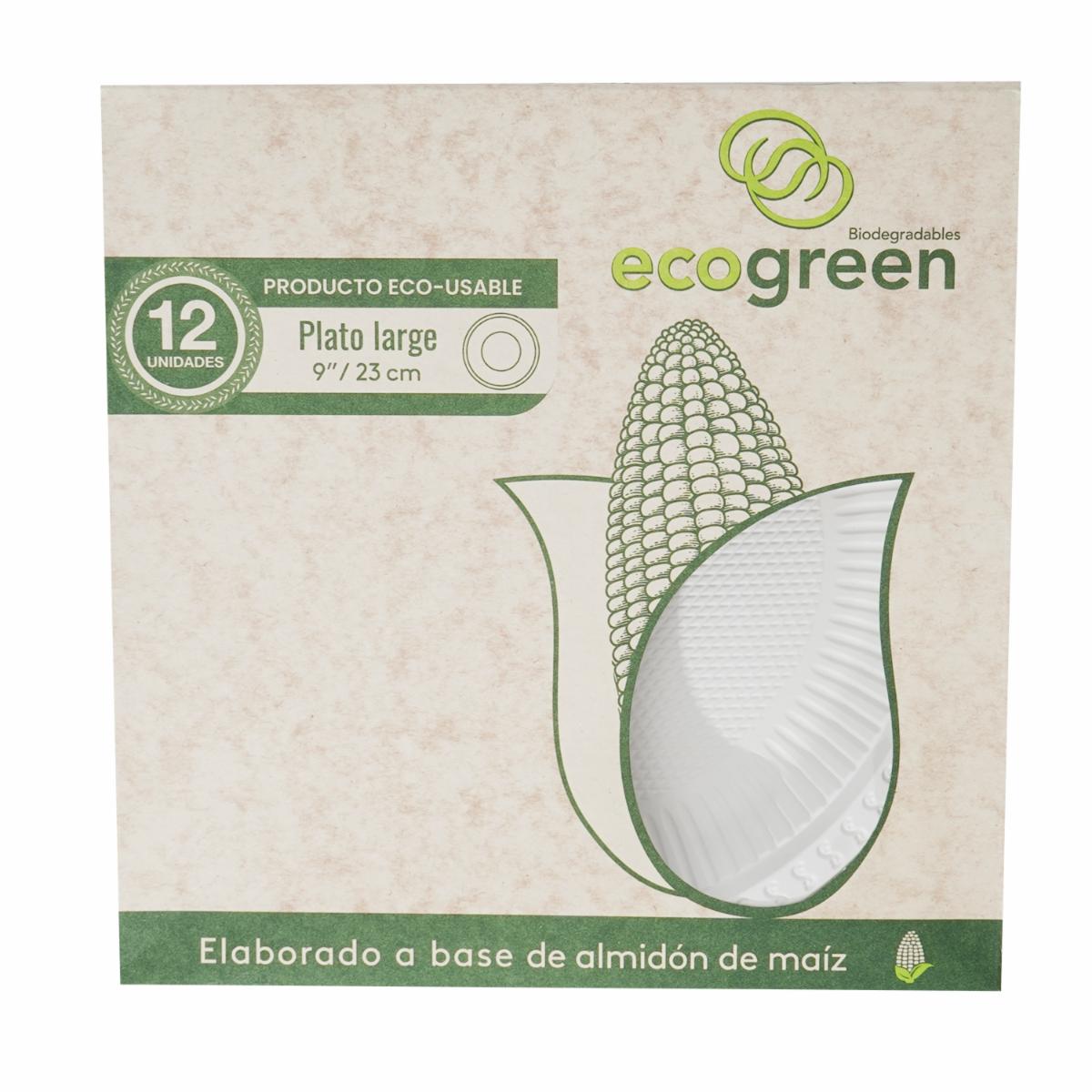 Plato Ecológico 9″ ECOGREEN 12 U
