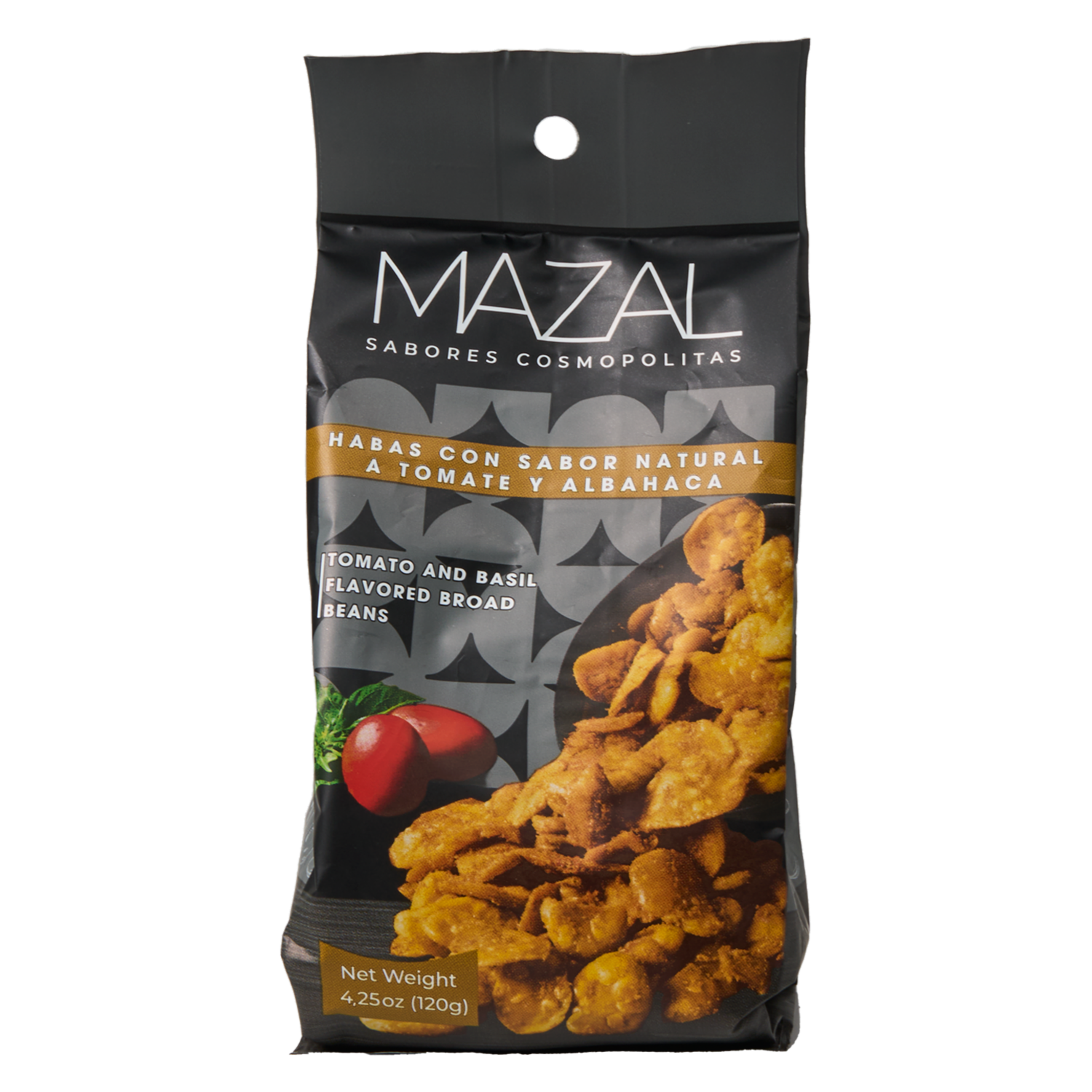 Habas Tostadas Con Sabor Natural A Tomate Y Albaca MAZAL 120 G
