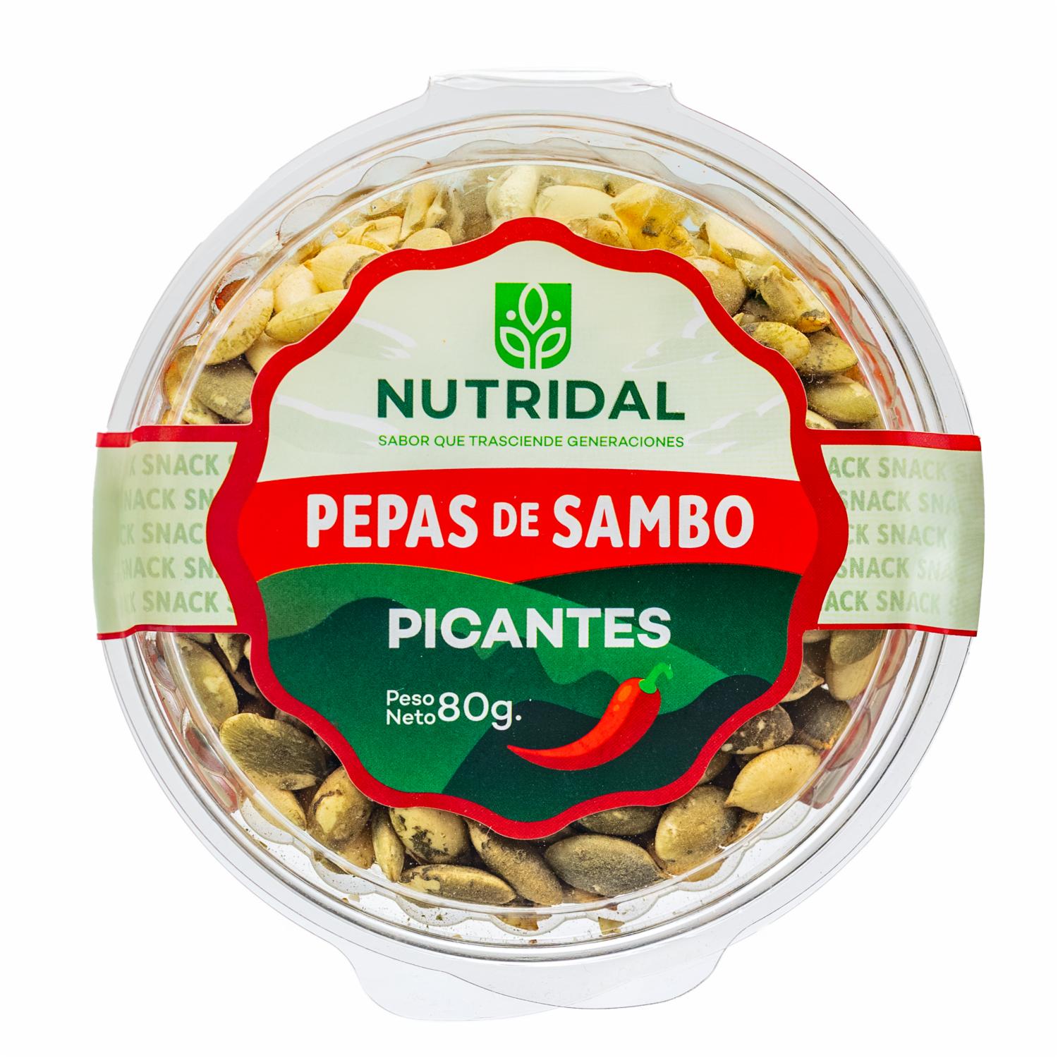 Pepas de Sambo Tostadas Picante Snack NUTRIDAL 80 g