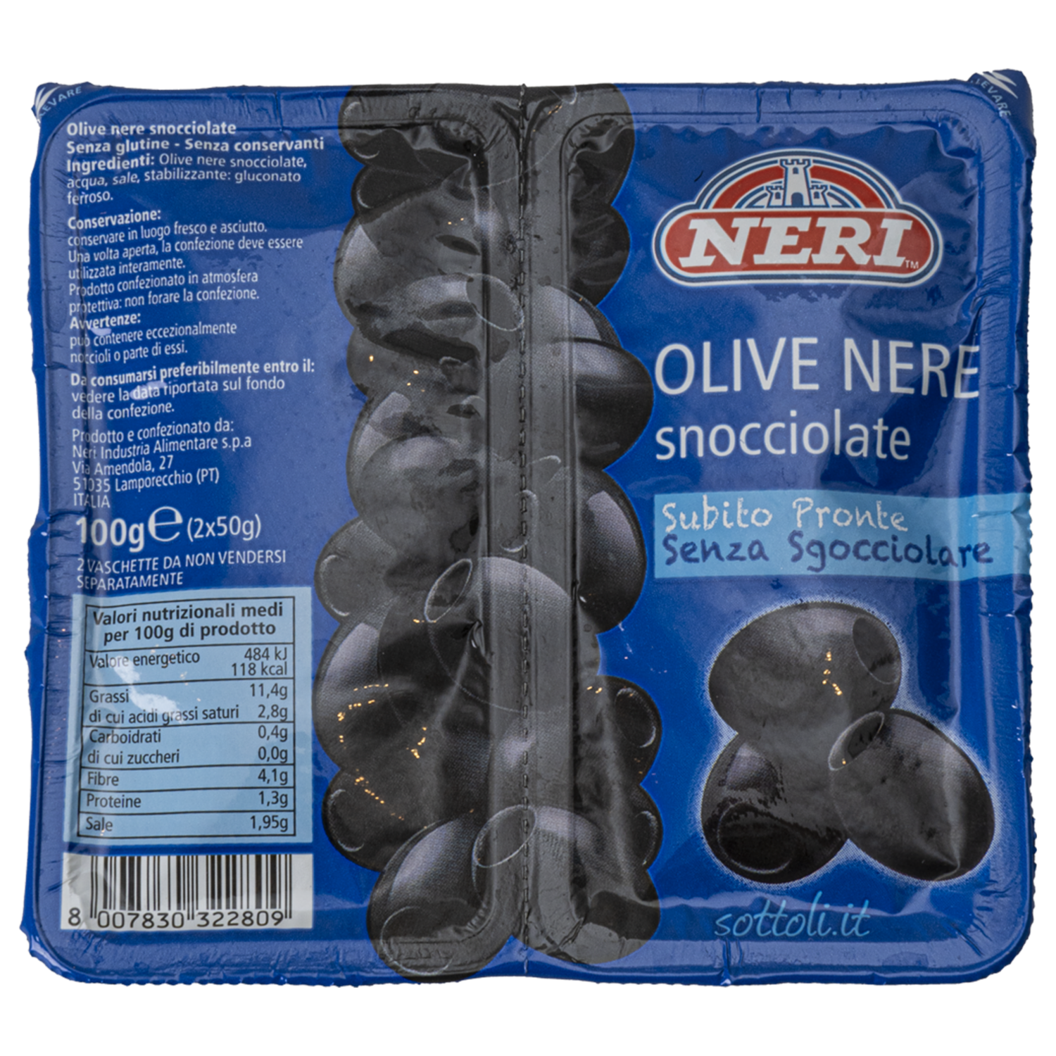 Aceitunas Negras Sin Hueso NERI 100 G