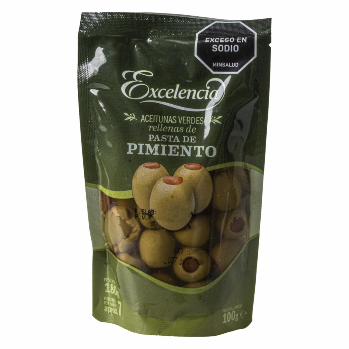 Aceitunas Verdes Rellenas/ Pasta Pimiento EXCELENCIA 180 G