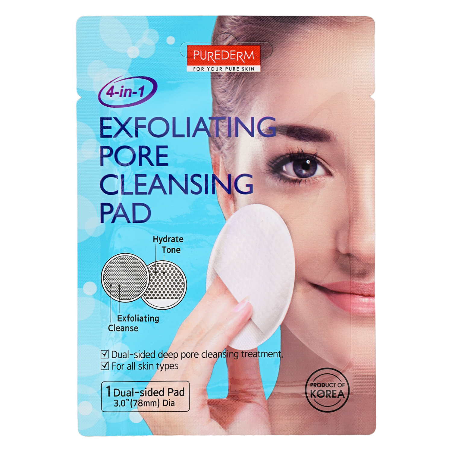 Exfoliante Facial Pad Limpiador De Poros 4 En 1 PUREDERM 0,78 Cm
