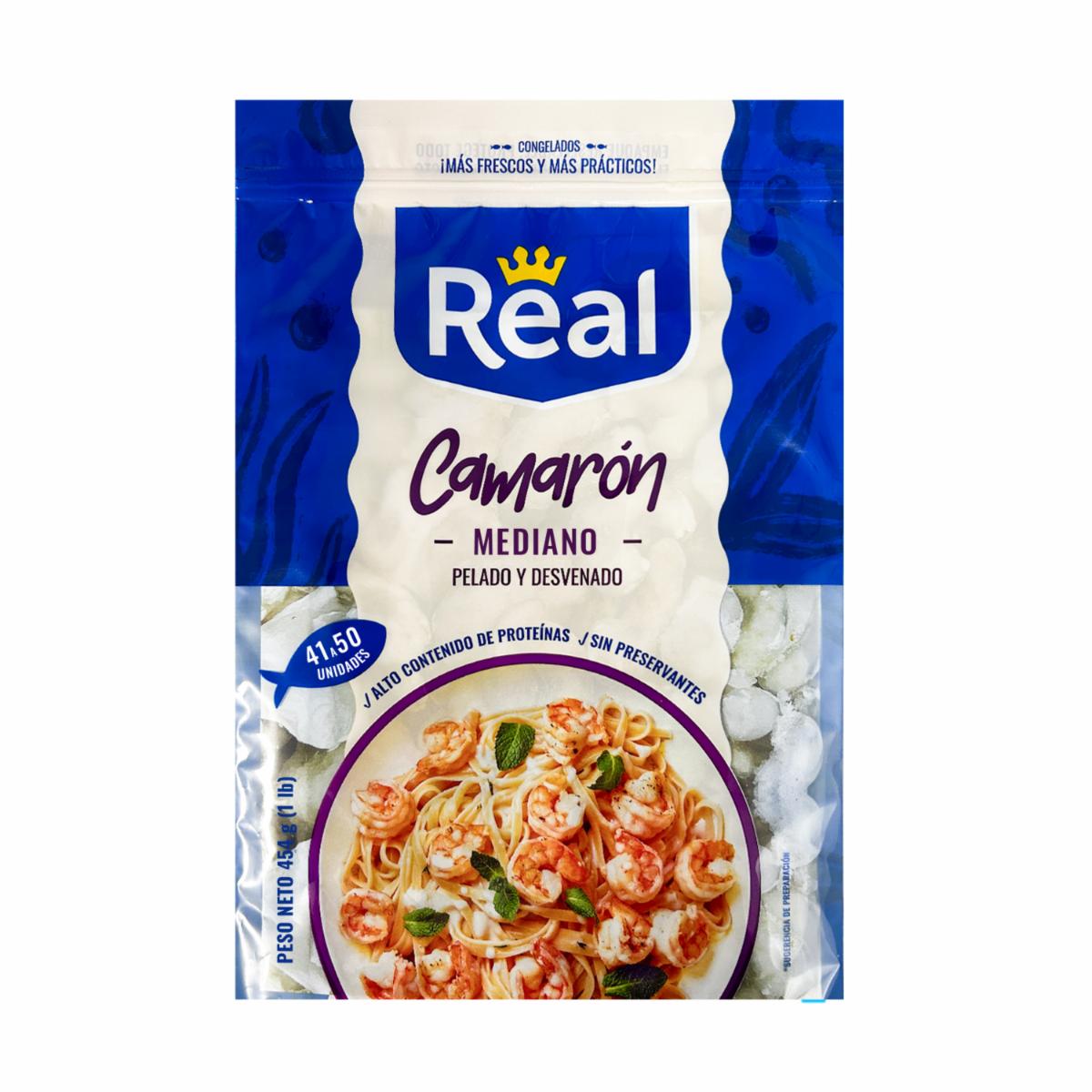 Camarón Congelado Mediano Pelado Y Desvenado REAL 454 G