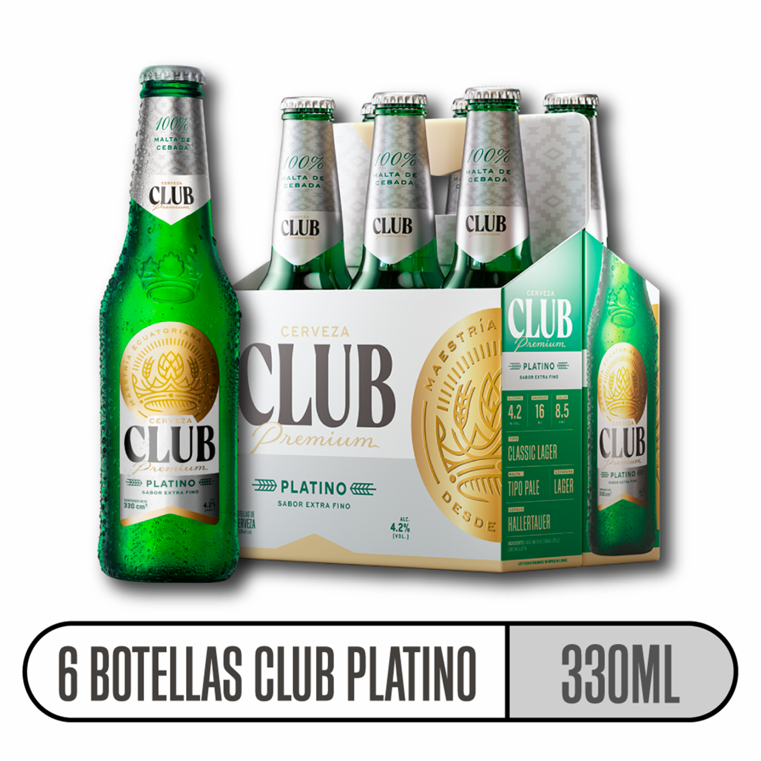 Cerveza Premium Platino Twist Off CLUB 6 X 330 Ml