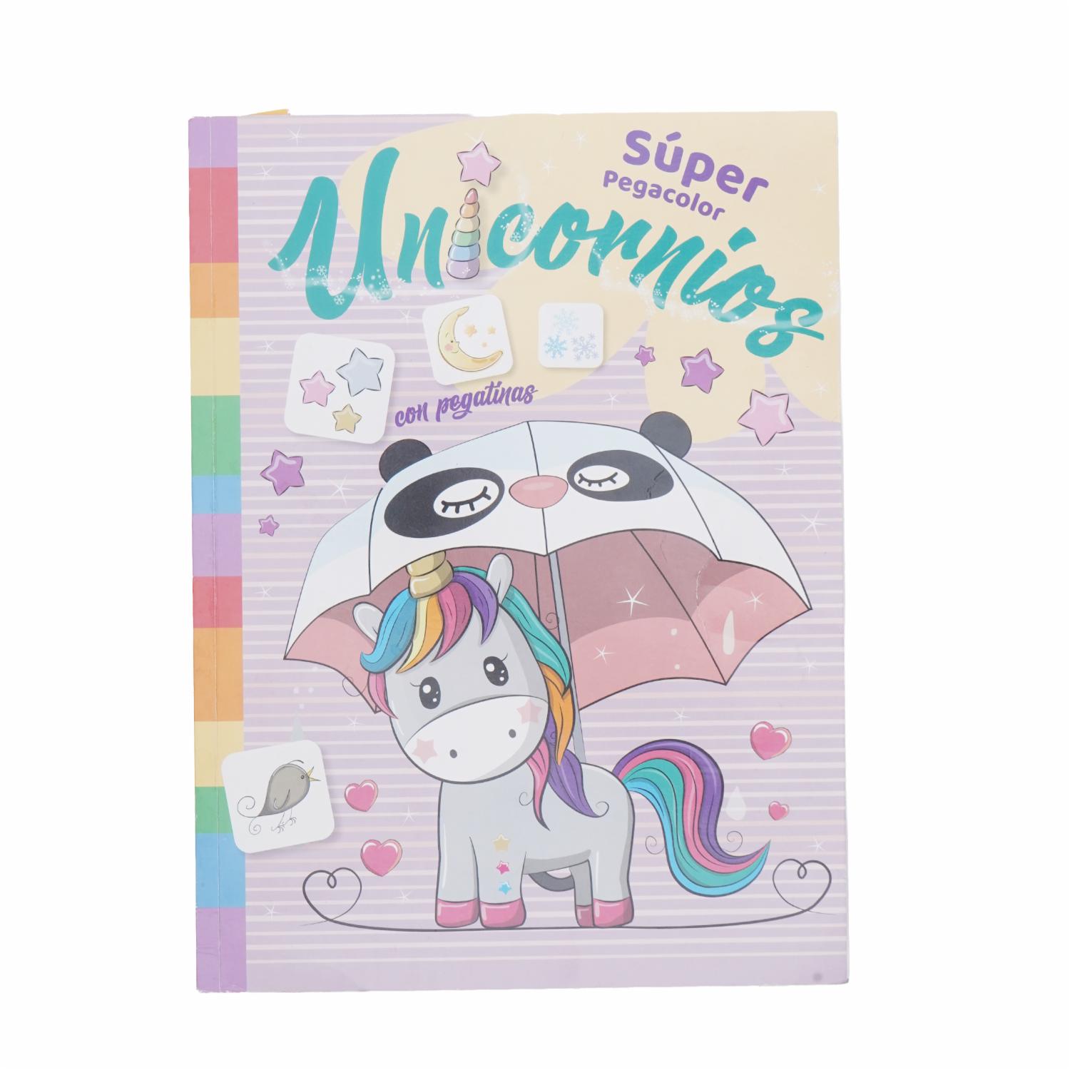 Libro Super Pegacolor Unicornios EDICIONES SALDAÑA 25 Páginas