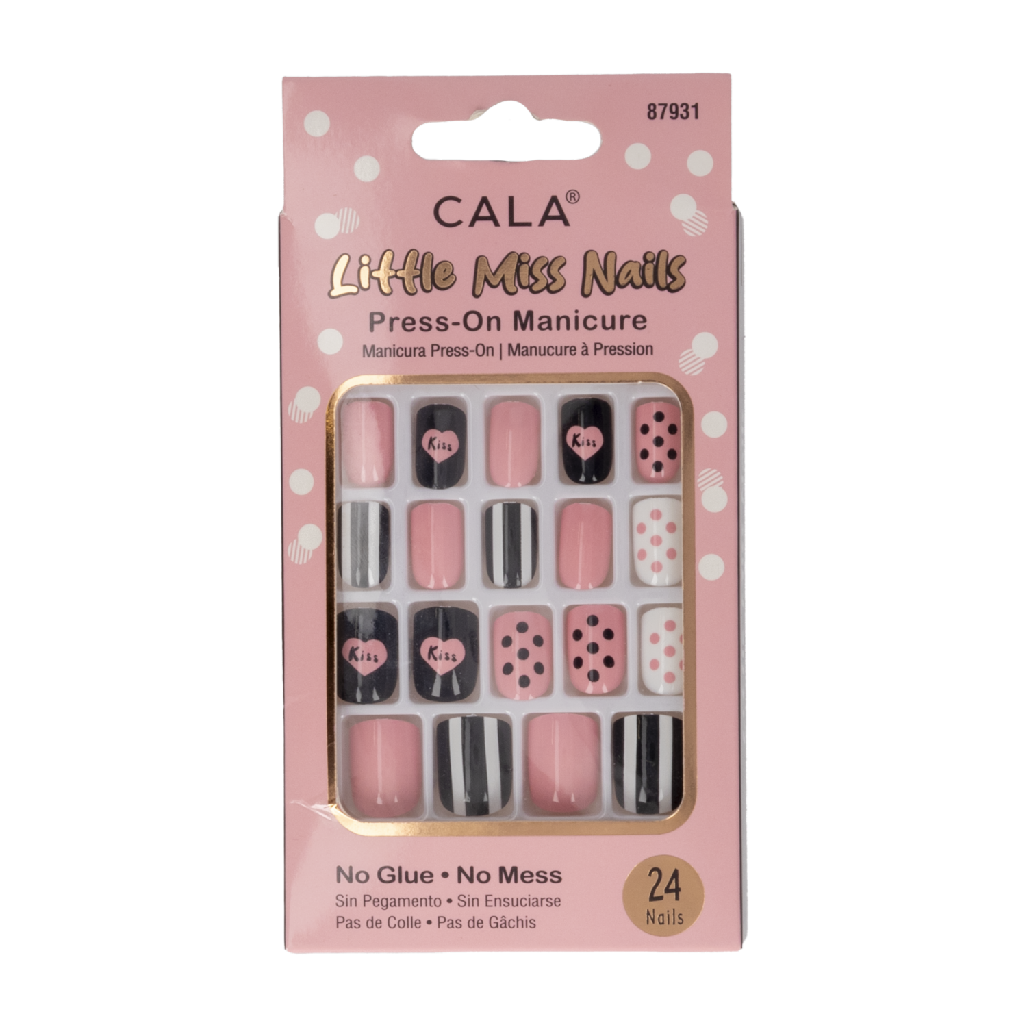Uñas Postizas Negro Y Rosado CALA 24 Piezas