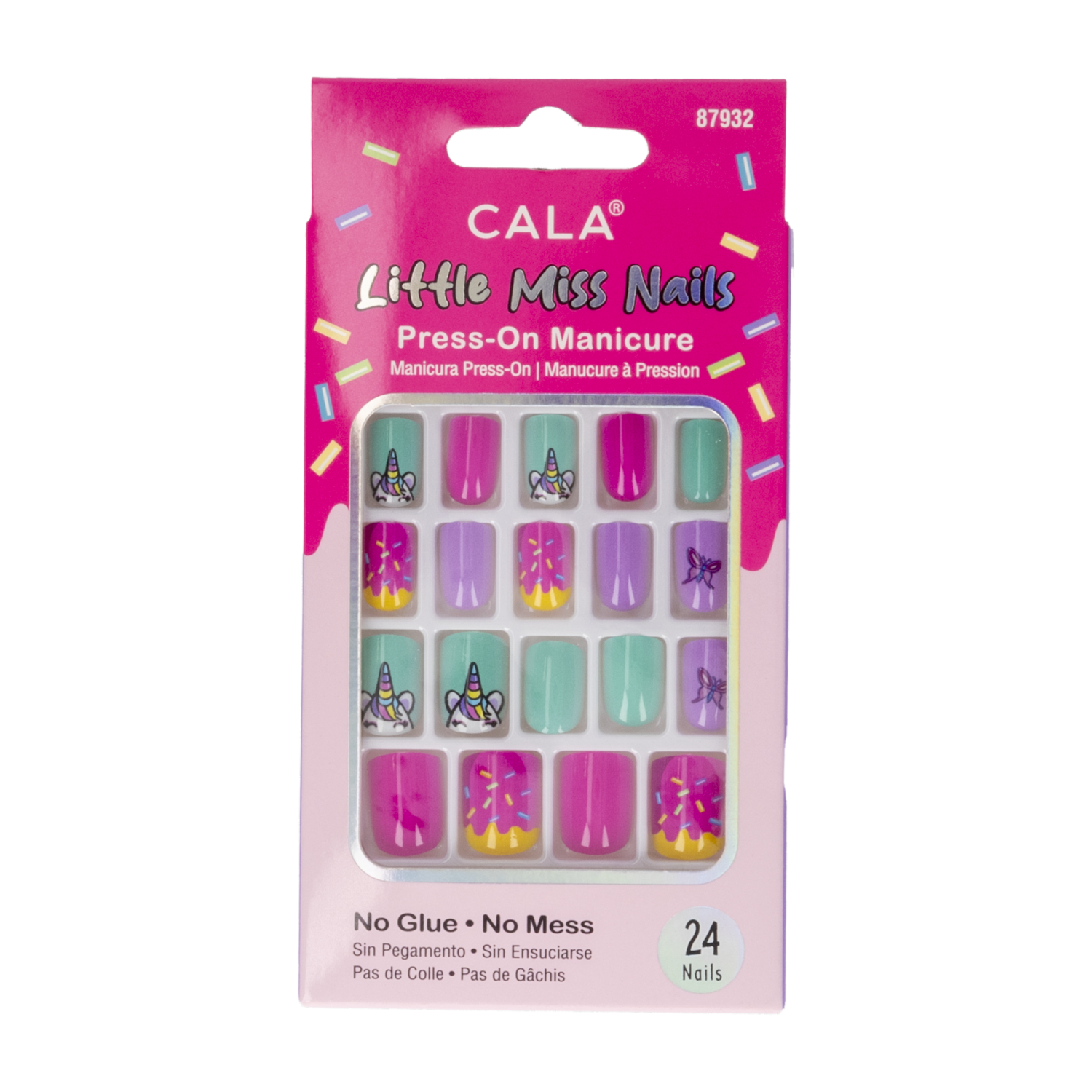 Uñas Postizas Rosado Y Lila CALA 24 Piezas