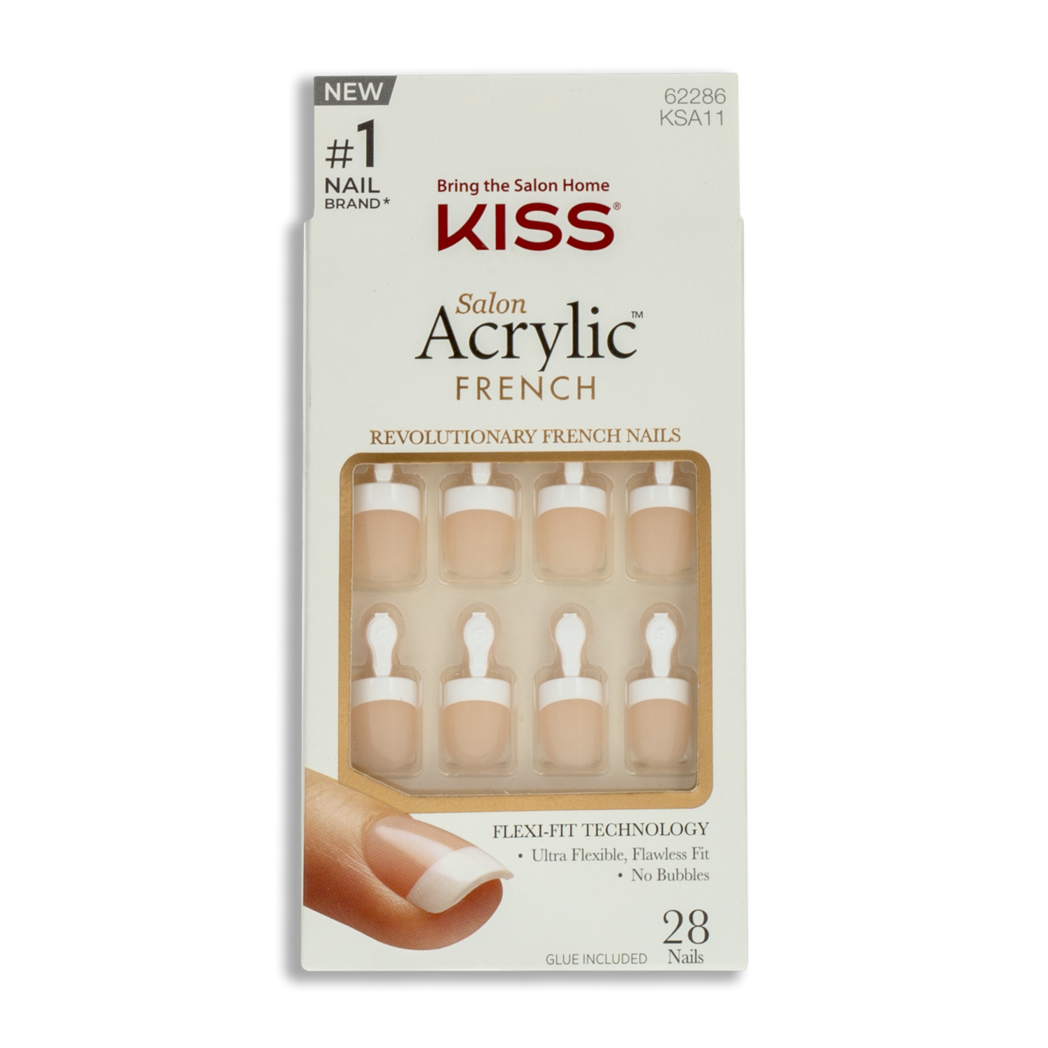 Uñas Postizas Salón Acrylic French KISS X 28 Uds