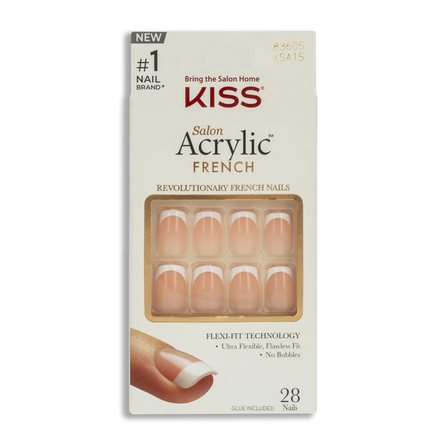 Uñas Postizas Salón Acrylic French KISS X 28 Uds