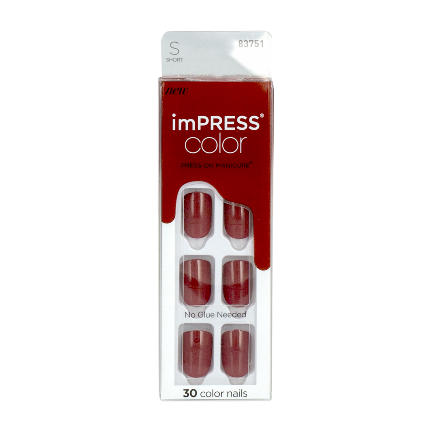 Uñas Postizas Pequeñas Color Expresate Rojo IMPRESS X 30 Uds