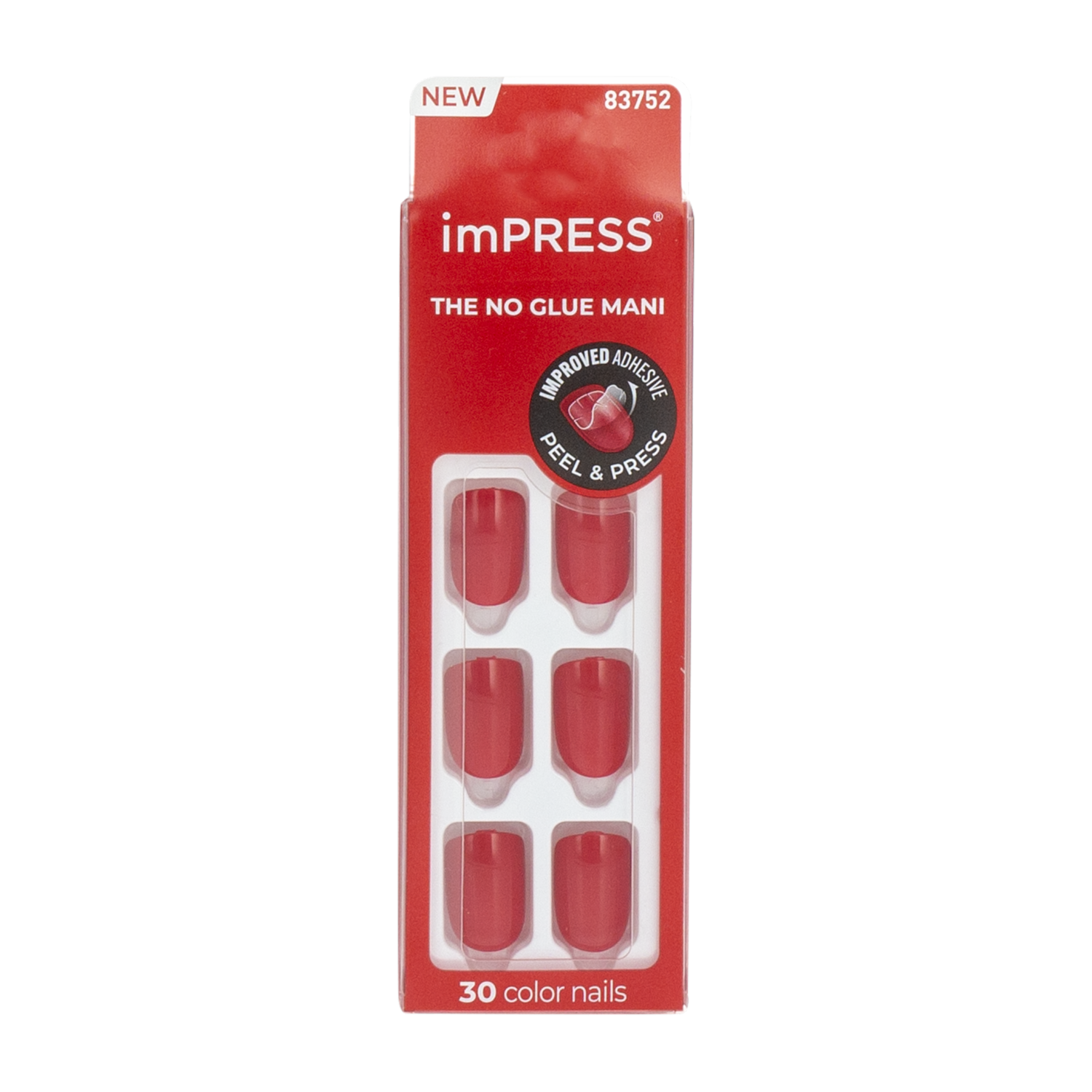 Uñas Postizas Color Rojo IMPRESS X 30 Uds