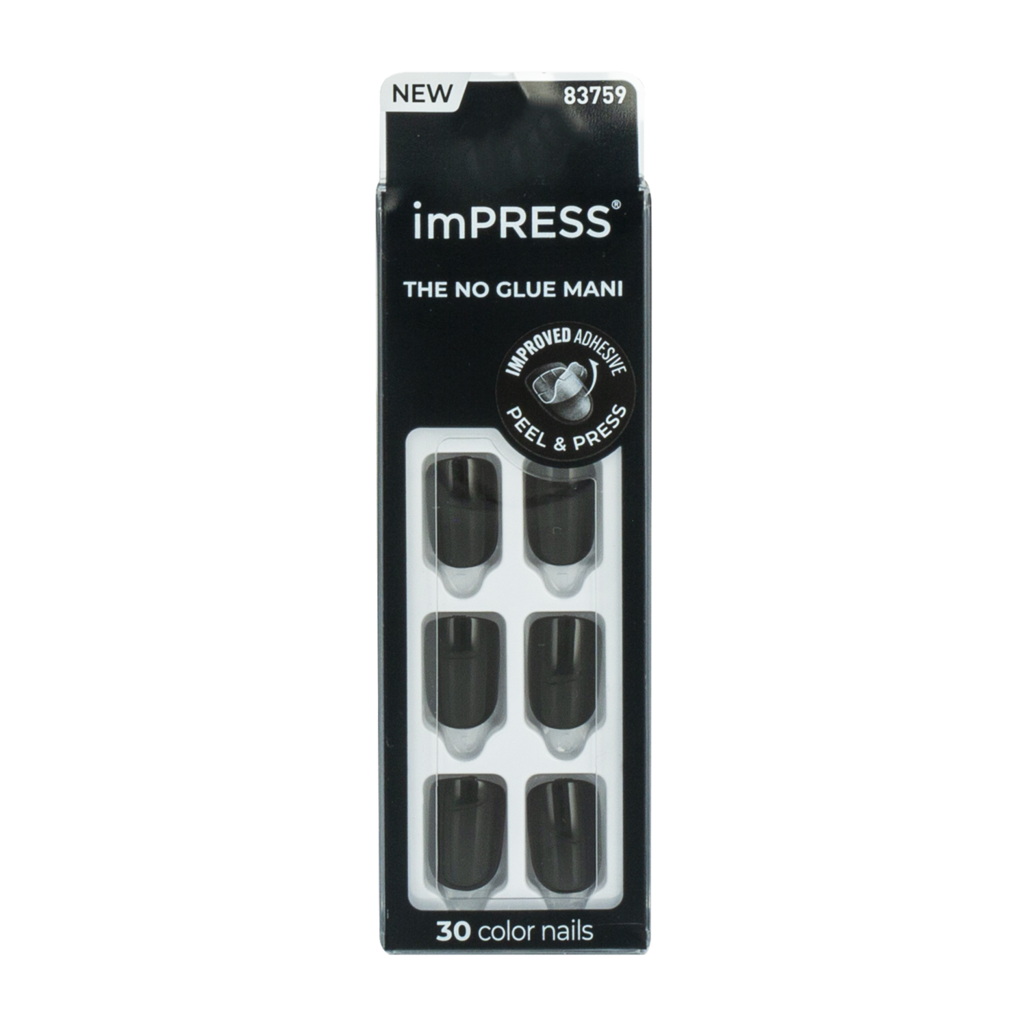 Uñas Postizas Color Negro IMPRESS X 30 Uds