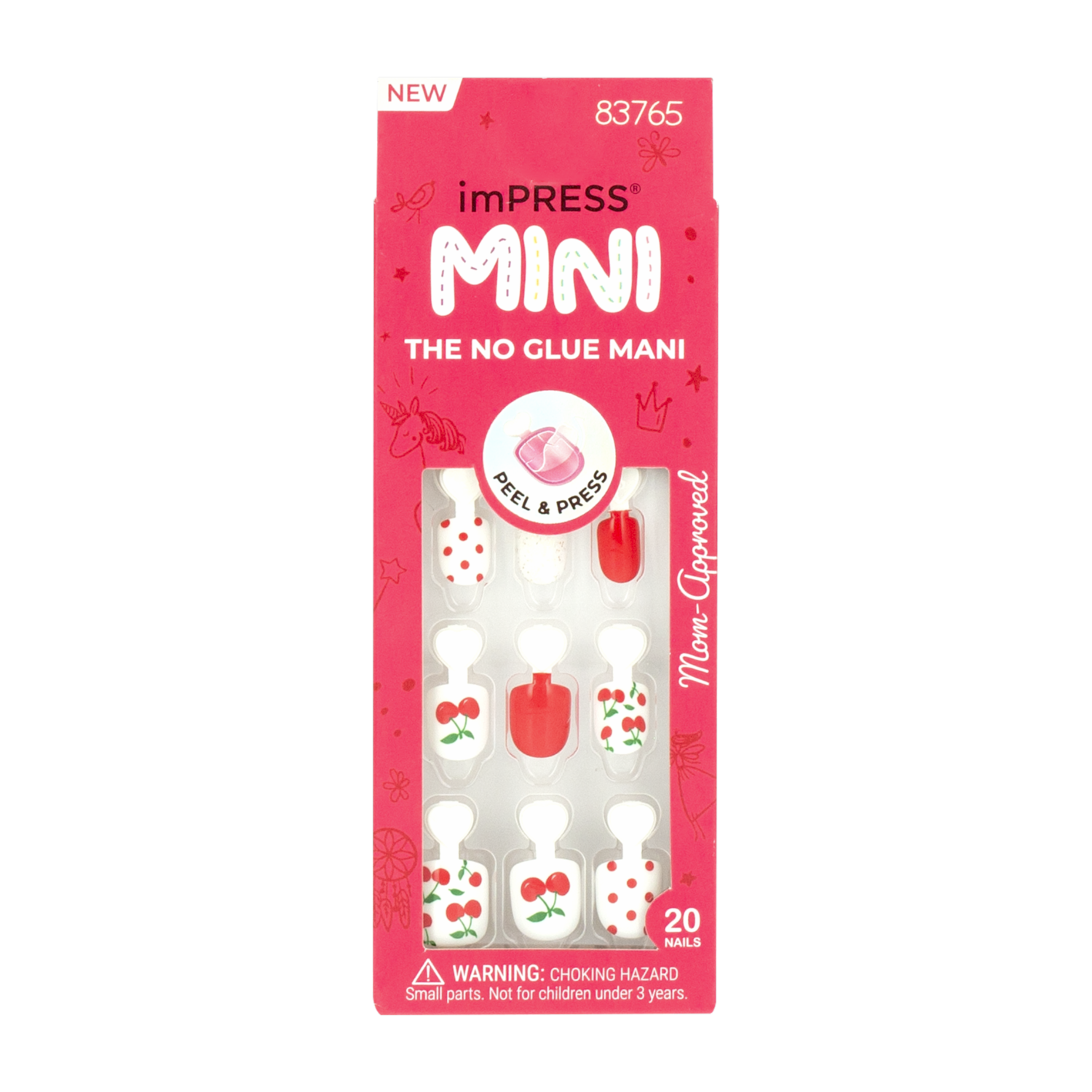 Uñas Postizas Mini Diseño De Cerezas IMPRESS X 20 Uds