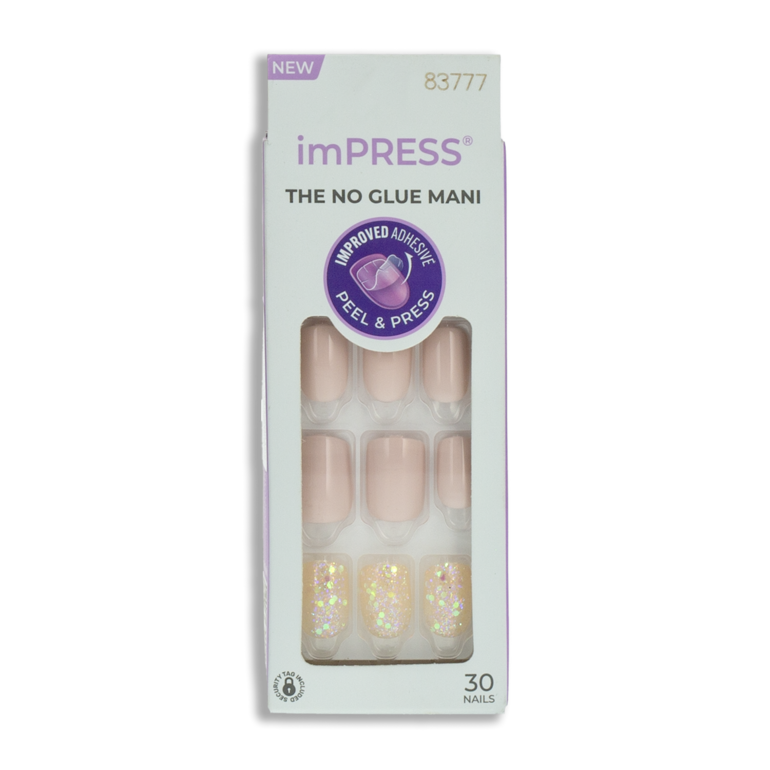 Uñas Postizas Rosas Con Brillos IMPRESS X 30 Uds