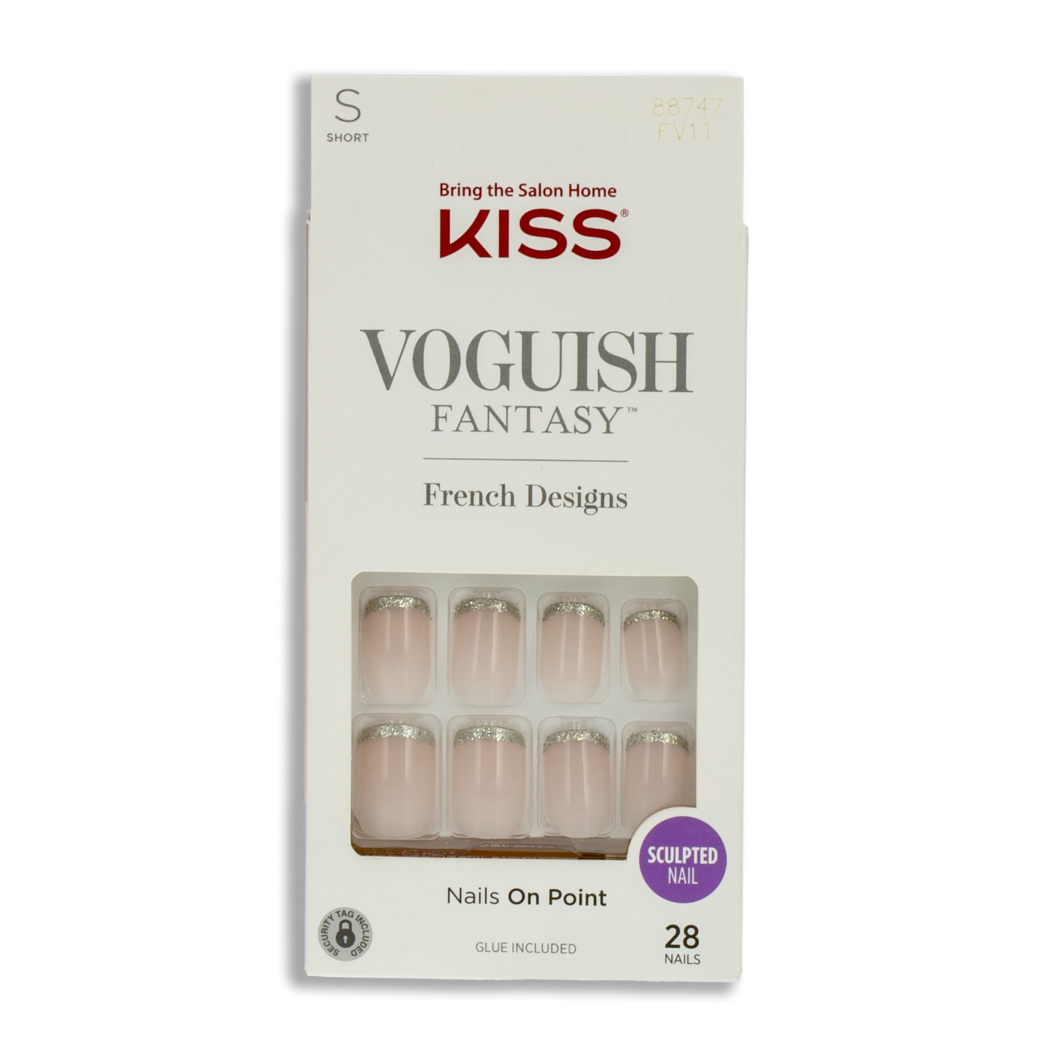 Uñas Postizas Pequeñas Voguish Fantasy Diseño Francés KISS X 28 Uds