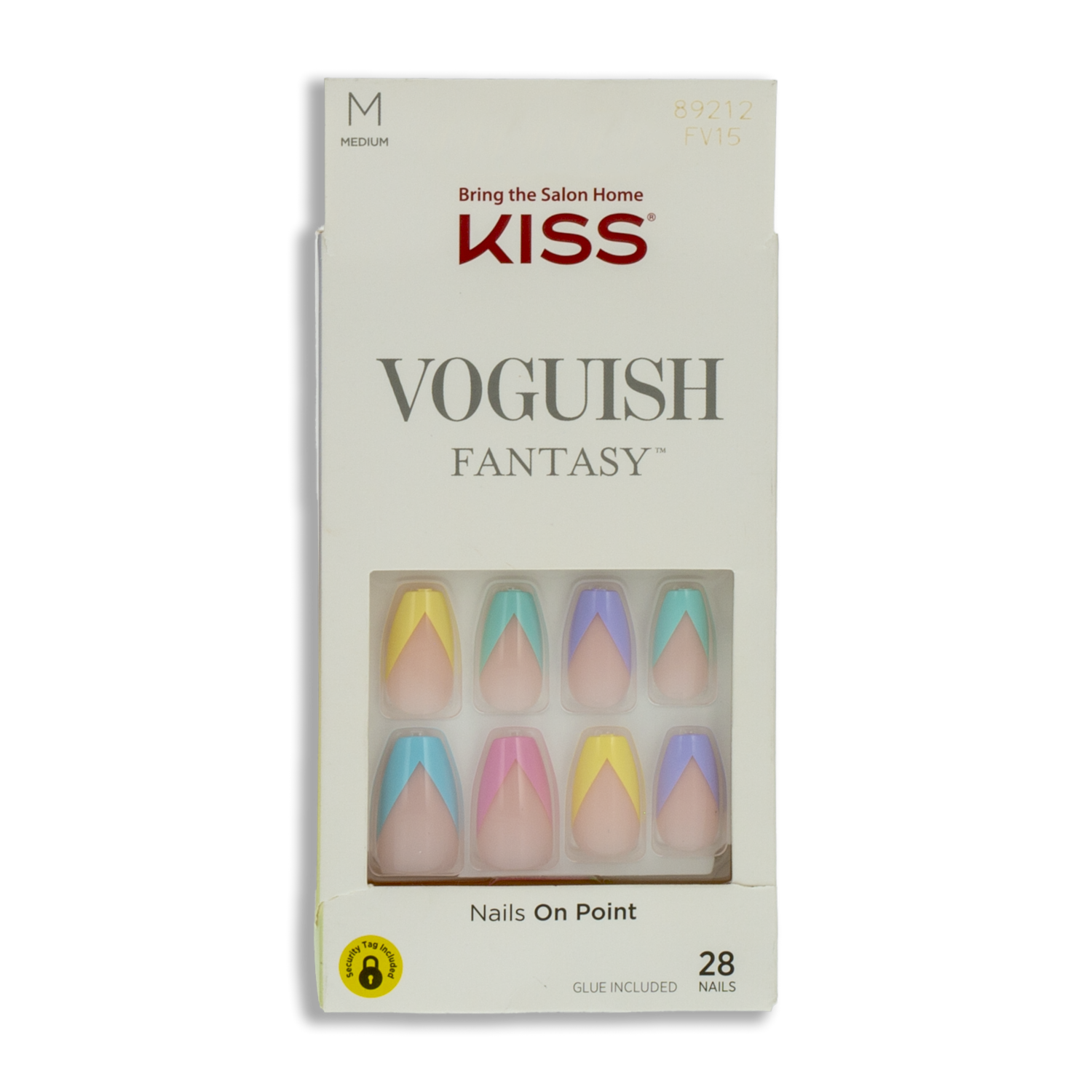 Uñas Postizas Medianas Voguish Fantasy Francés De Colores KISS X 28 Uds