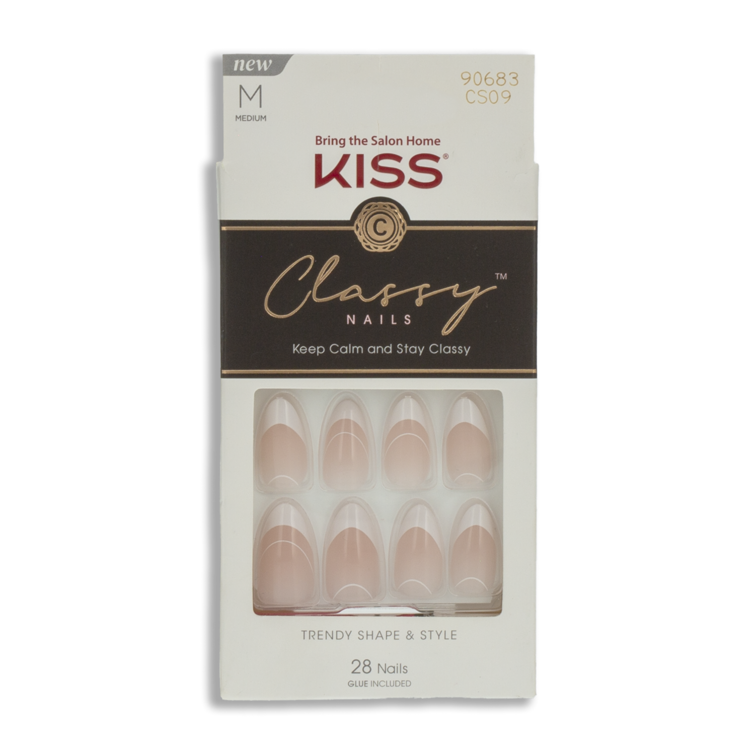 Uñas Postizas Medianas Classy Diseño Francés KISS X 28 Uds