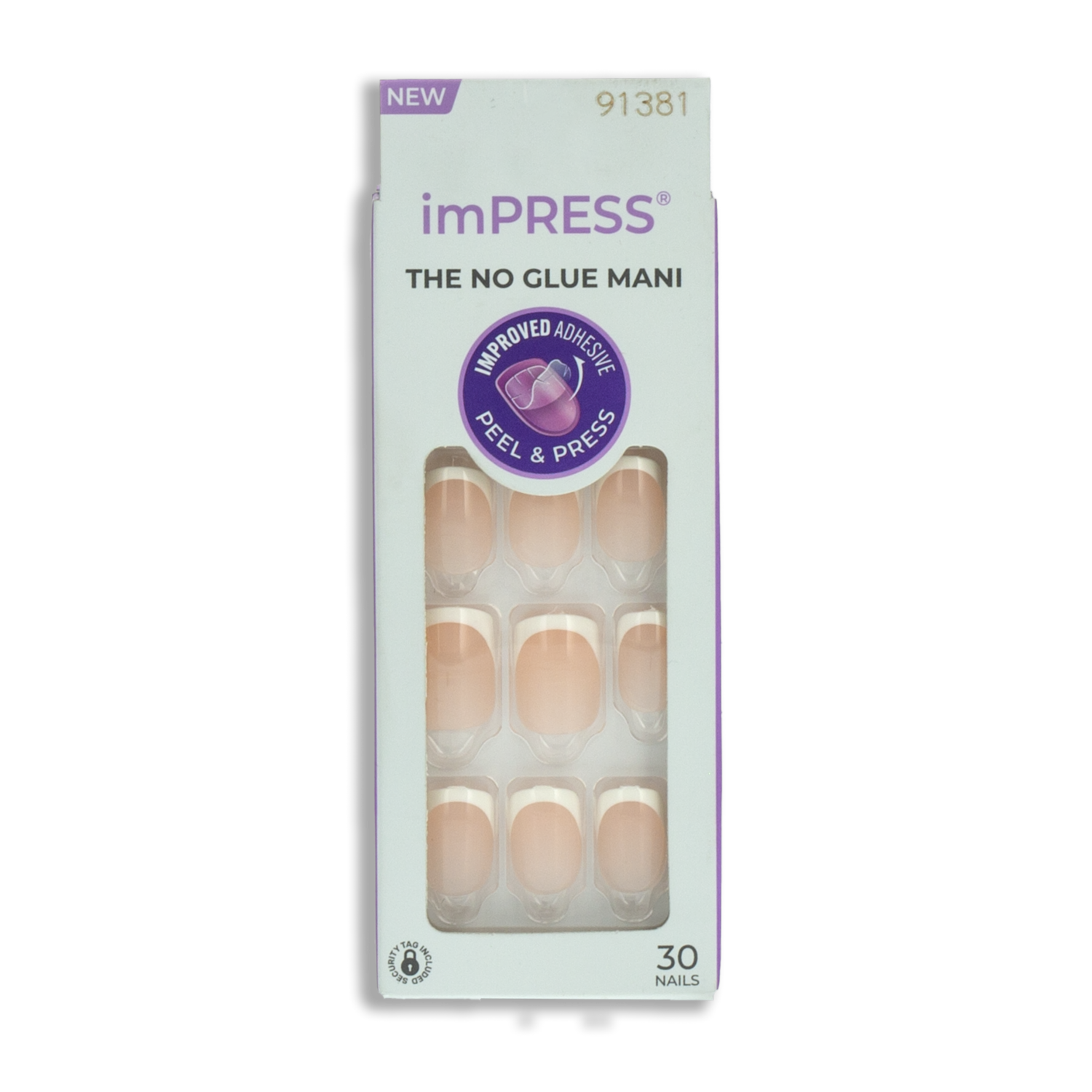 Uñas Postizas Francés Clásico IMPRESS X 30 Uds