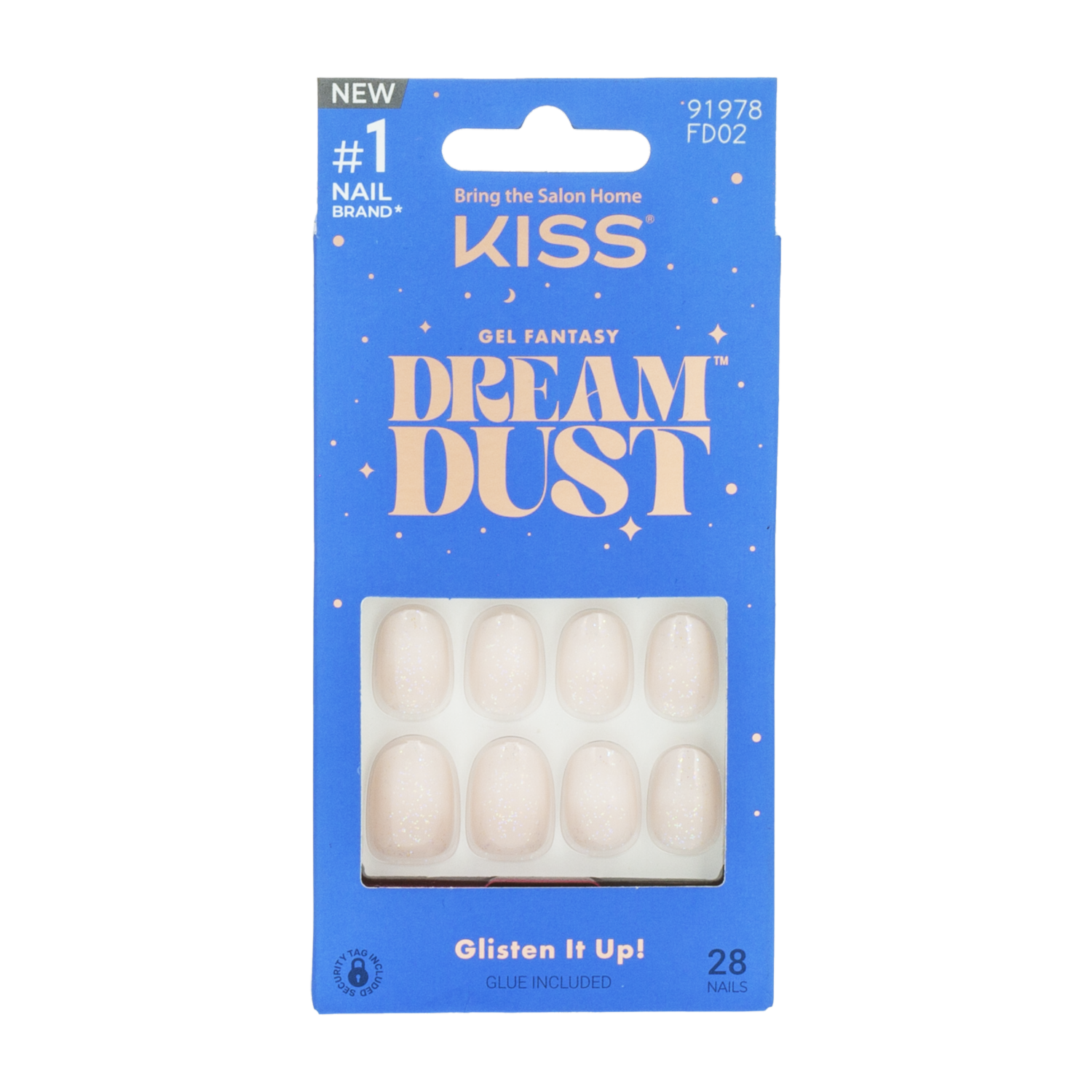 Uñas Postizas Gel Fantasy Dream Dust KISS X 28 Uds