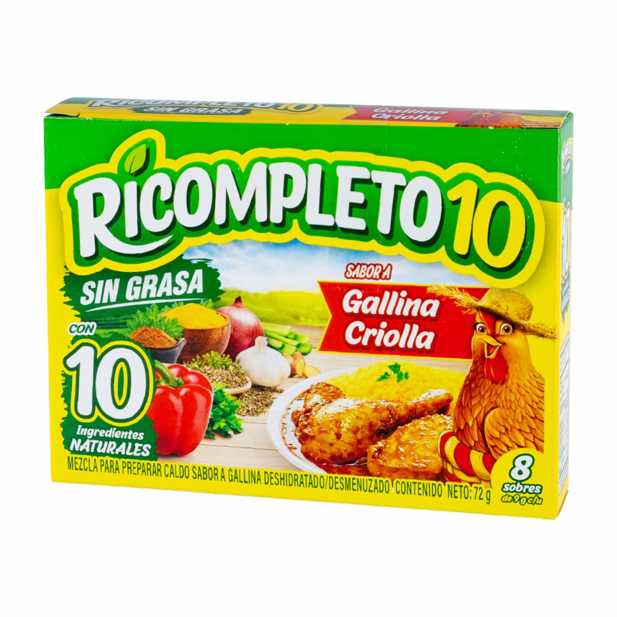 Caldo De Gallina Criolla En Polvo RICOMPLETO 10 72 G