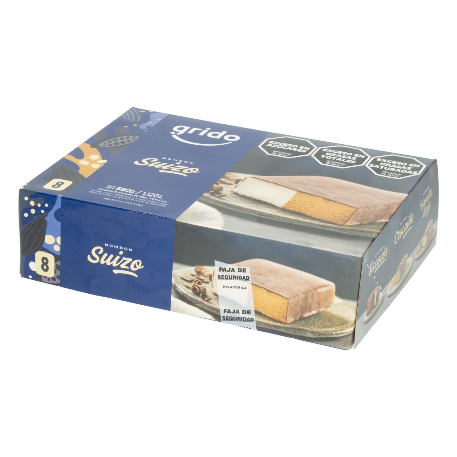 Helado Bombon suizo GRIDO 8 X 85 G