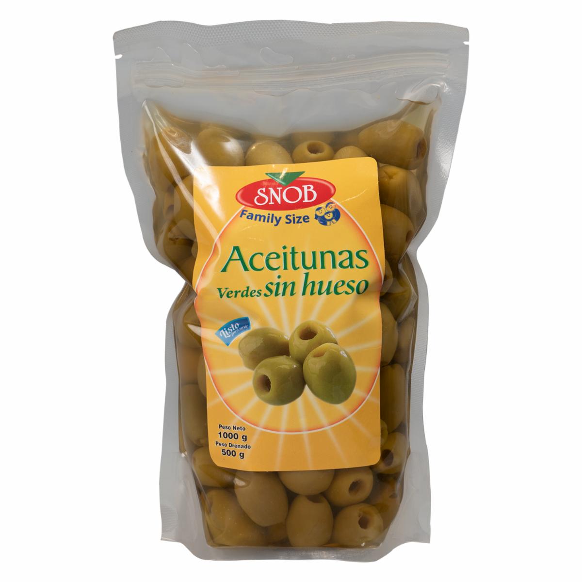 Aceitunas Verdes Sin Hueso SNOB 1 000 G